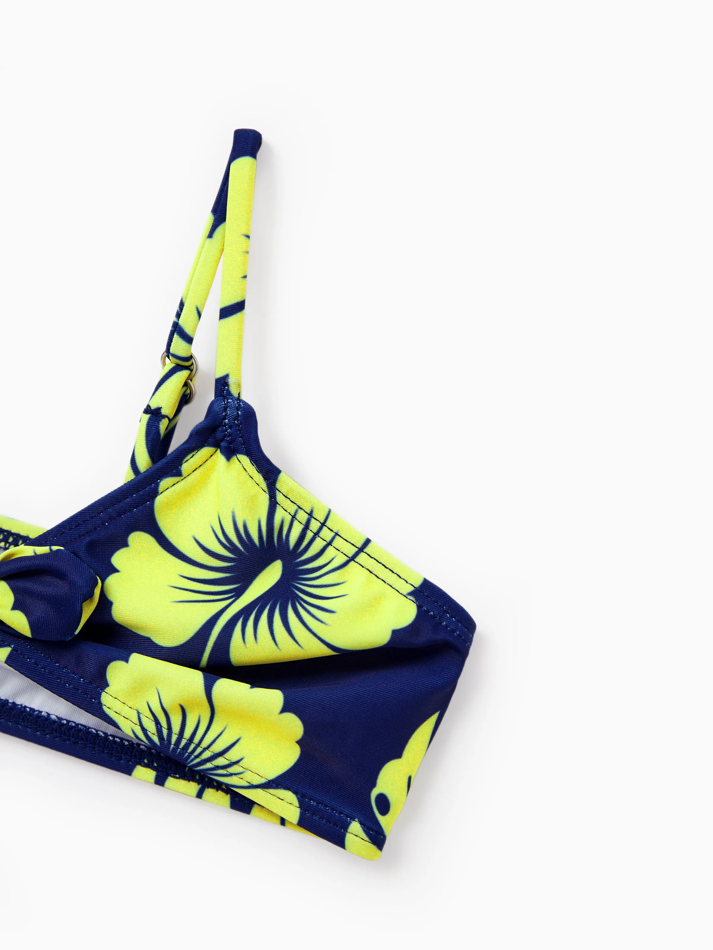 Mommy & me Tropical Floral Swimsuits Halter Bikini & Swim Trunks Set Deep Blue - Image 15