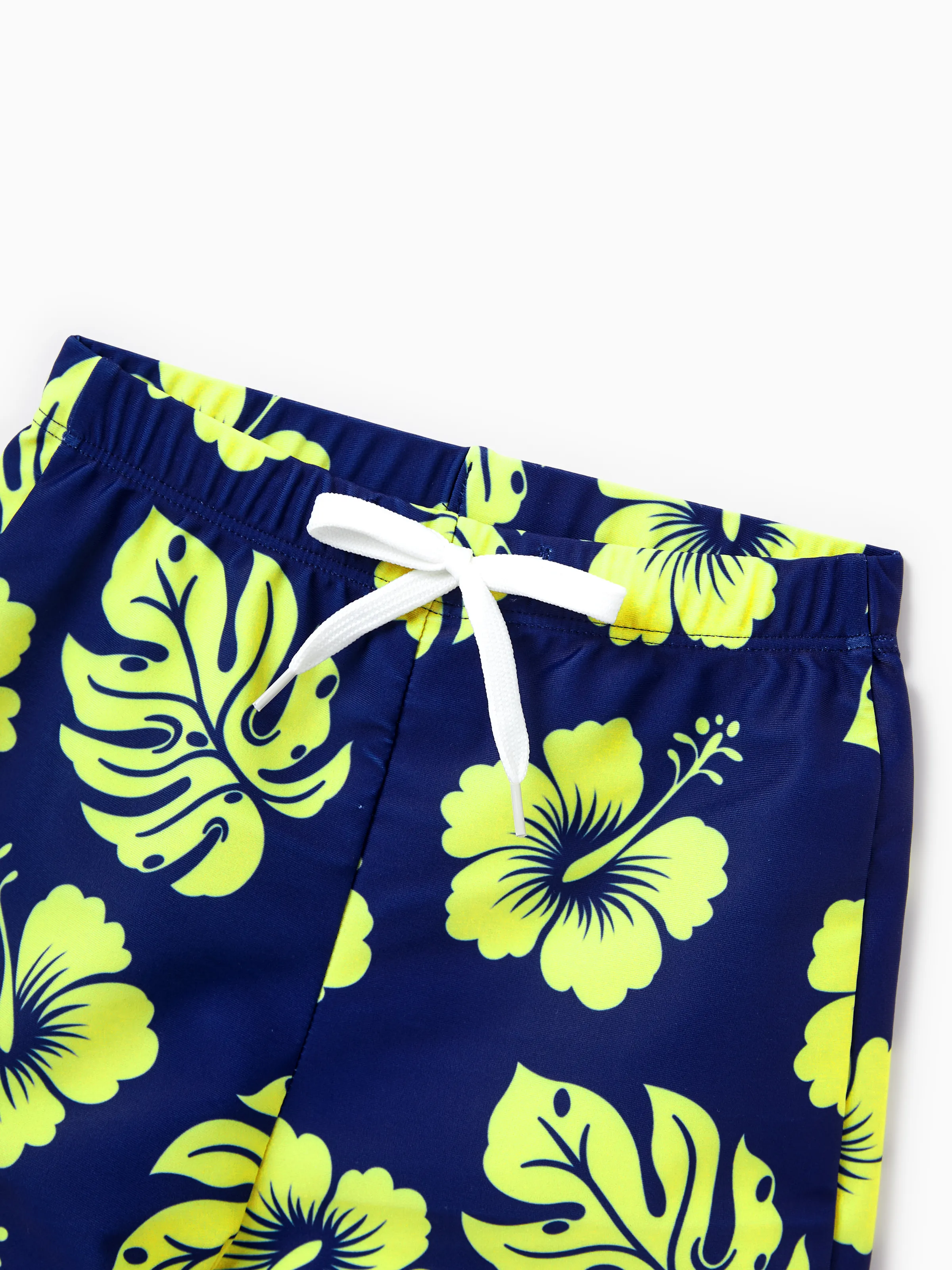 Mommy & me Tropical Floral Swimsuits Halter Bikini & Swim Trunks Set Deep Blue - Image 23