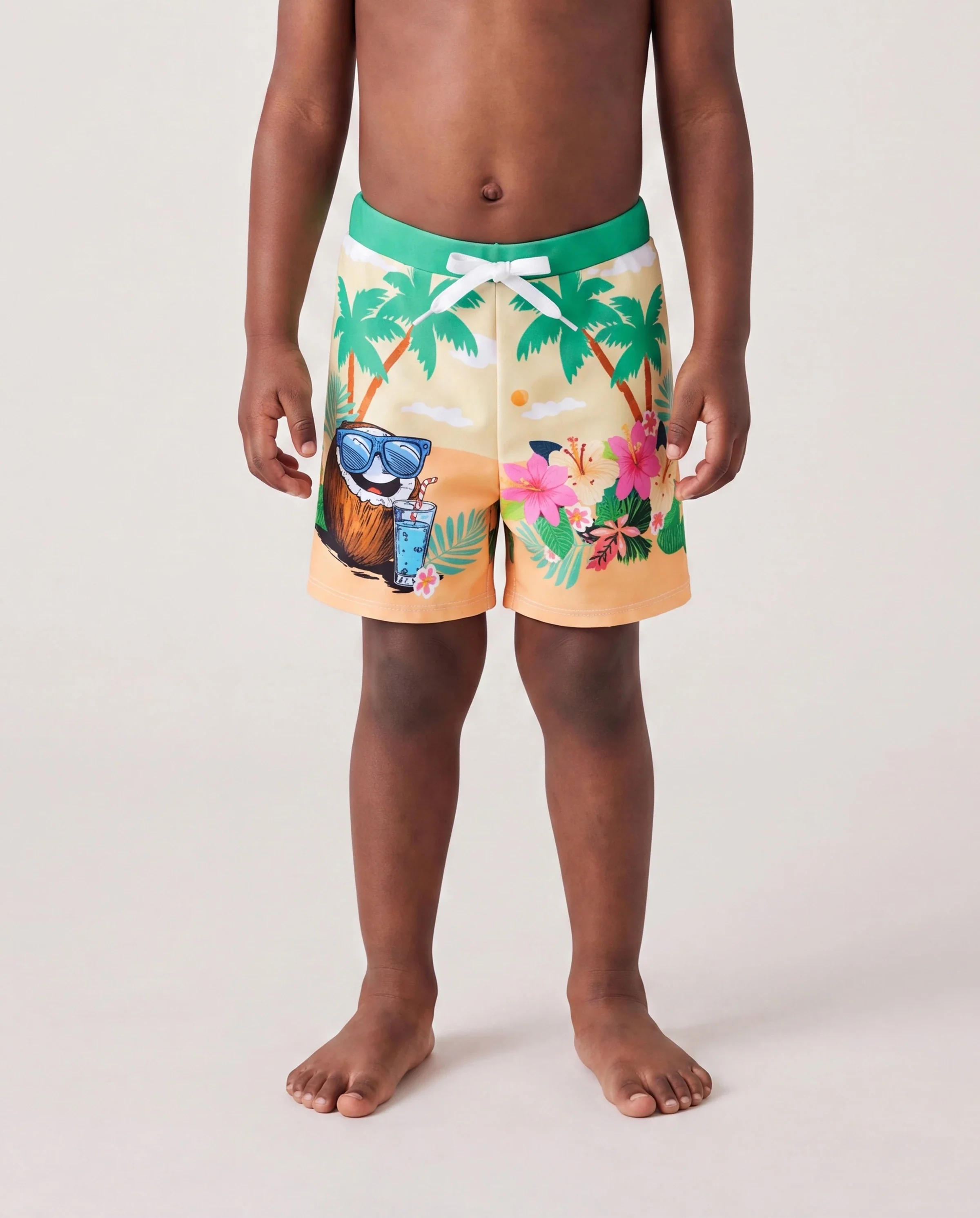Mommy & me Tropical Palm Print Swim Trunks or Long Sleeve Rash Guard Swimsuit Turquoise - Image 4