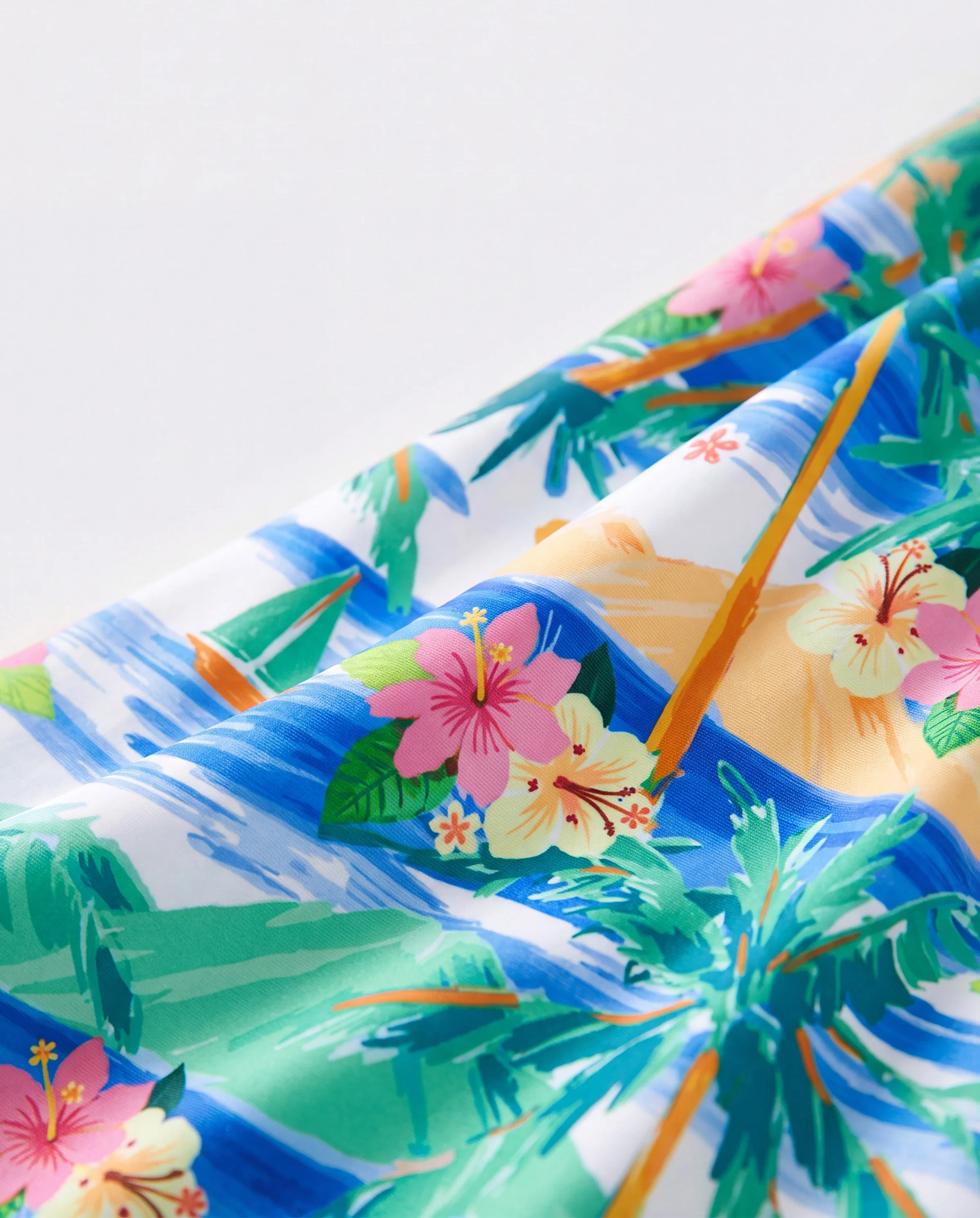 Mommy & me Tropical Palm Print Swim Trunks or Long Sleeve Rash Guard Swimsuit Turquoise - Image 5