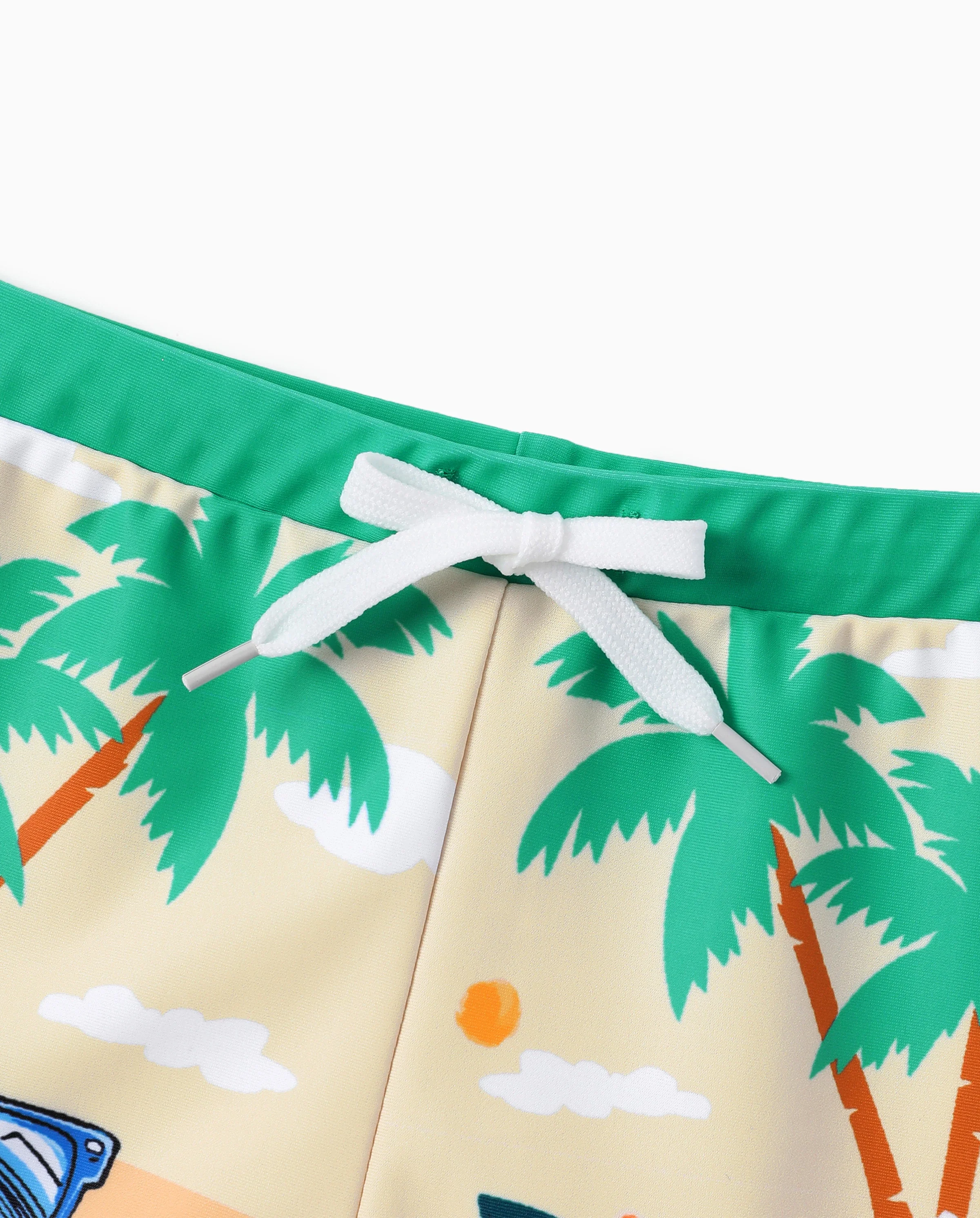 Mommy & me Tropical Palm Print Swim Trunks or Long Sleeve Rash Guard Swimsuit Turquoise - Image 7