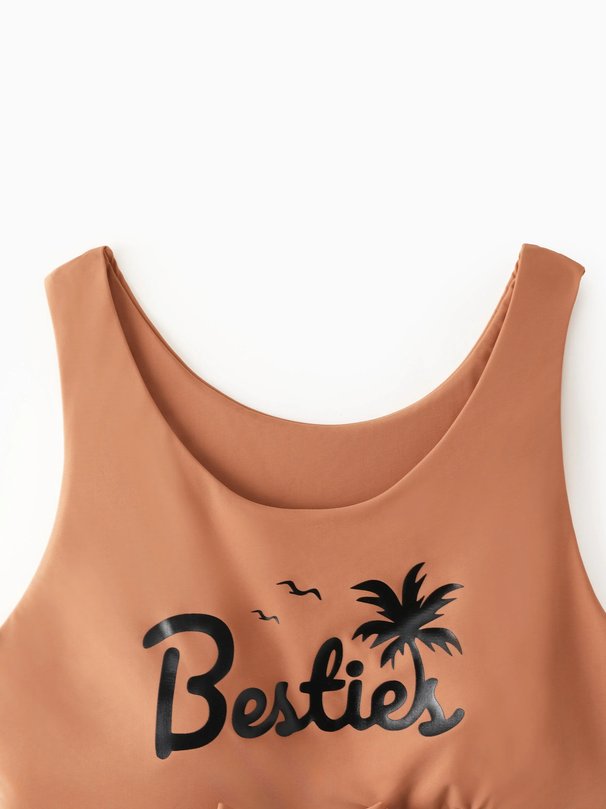 Mommy & me Besties Printed Crop Tank Bikini Khaki - Image 5
