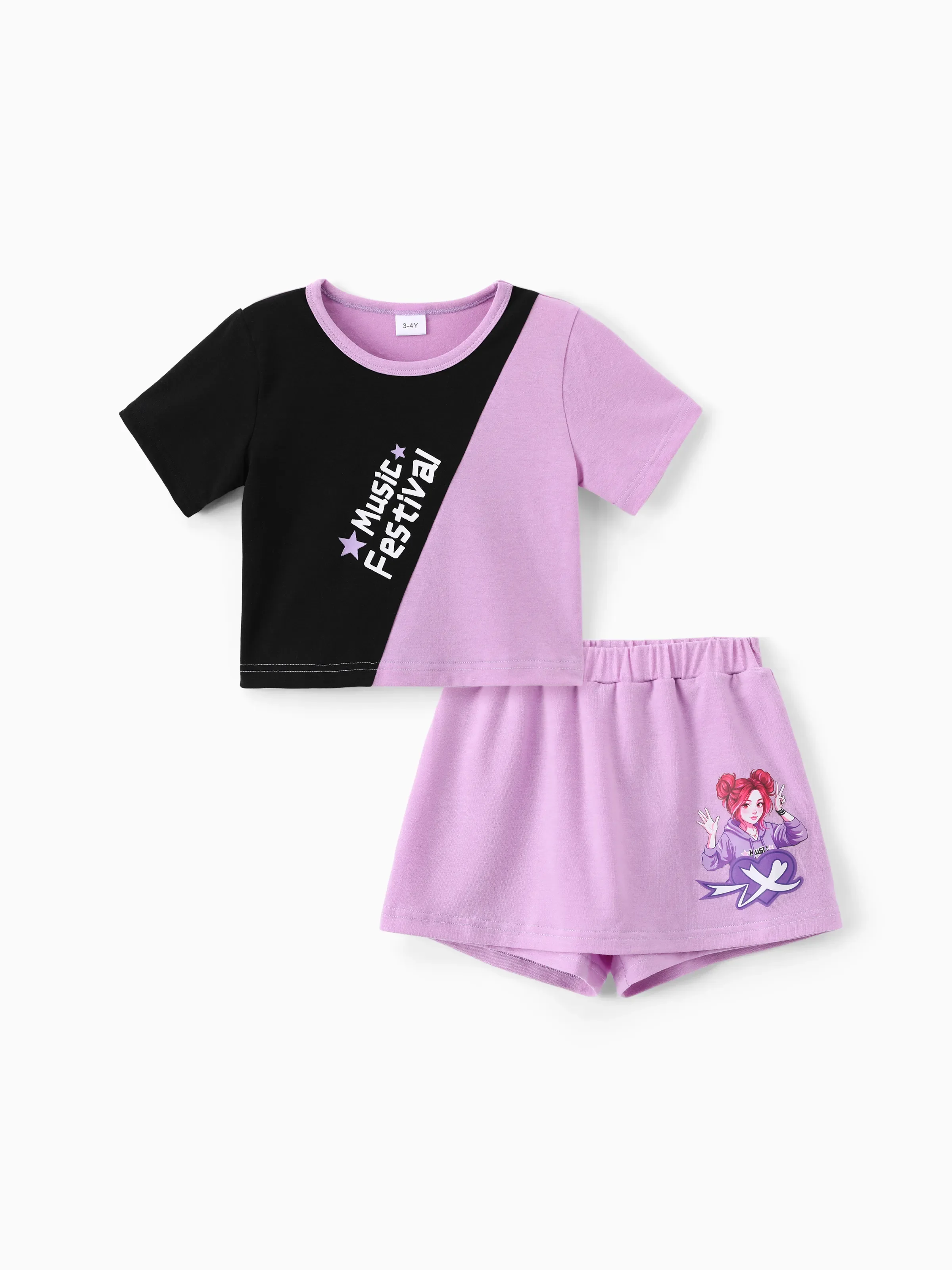 NEON Pop Toddler Girl Skort Set Purple - Image 2