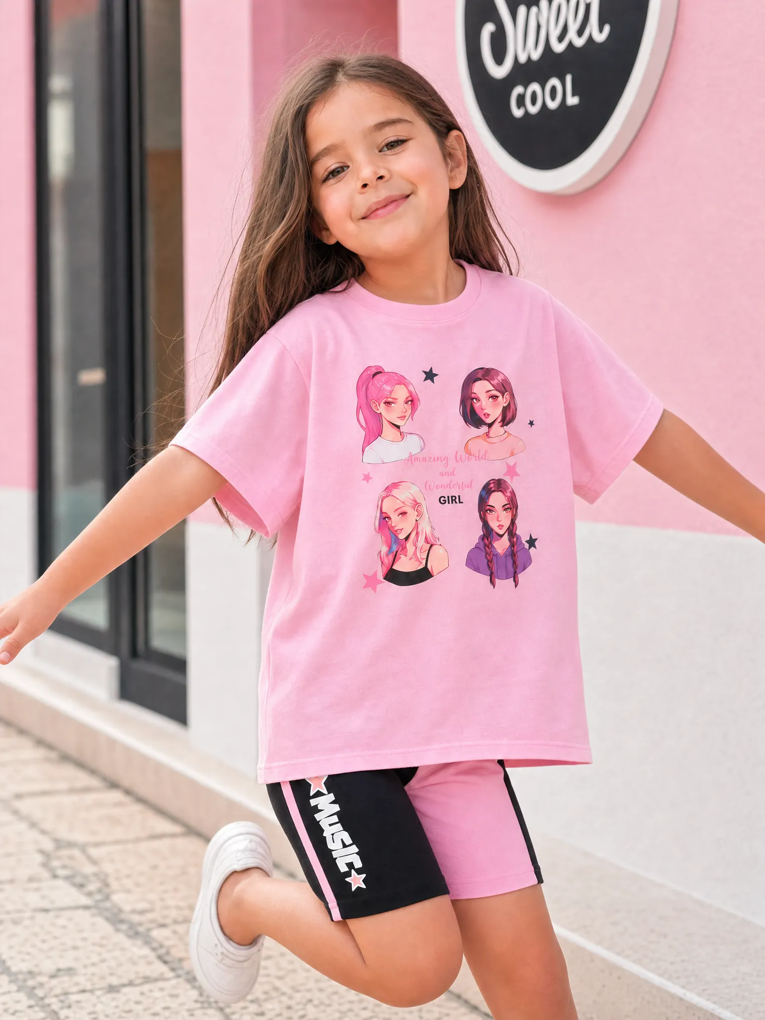 NEON Pop Toddler Girl Top & Shorts Set Pink