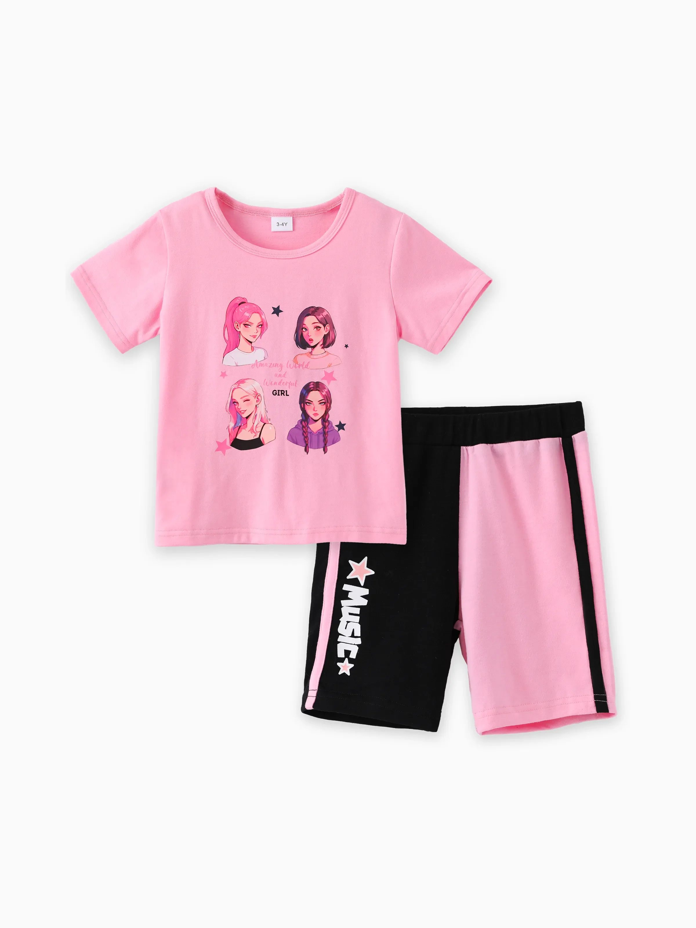 NEON Pop Toddler Girl Top & Shorts Set Pink - Image 2