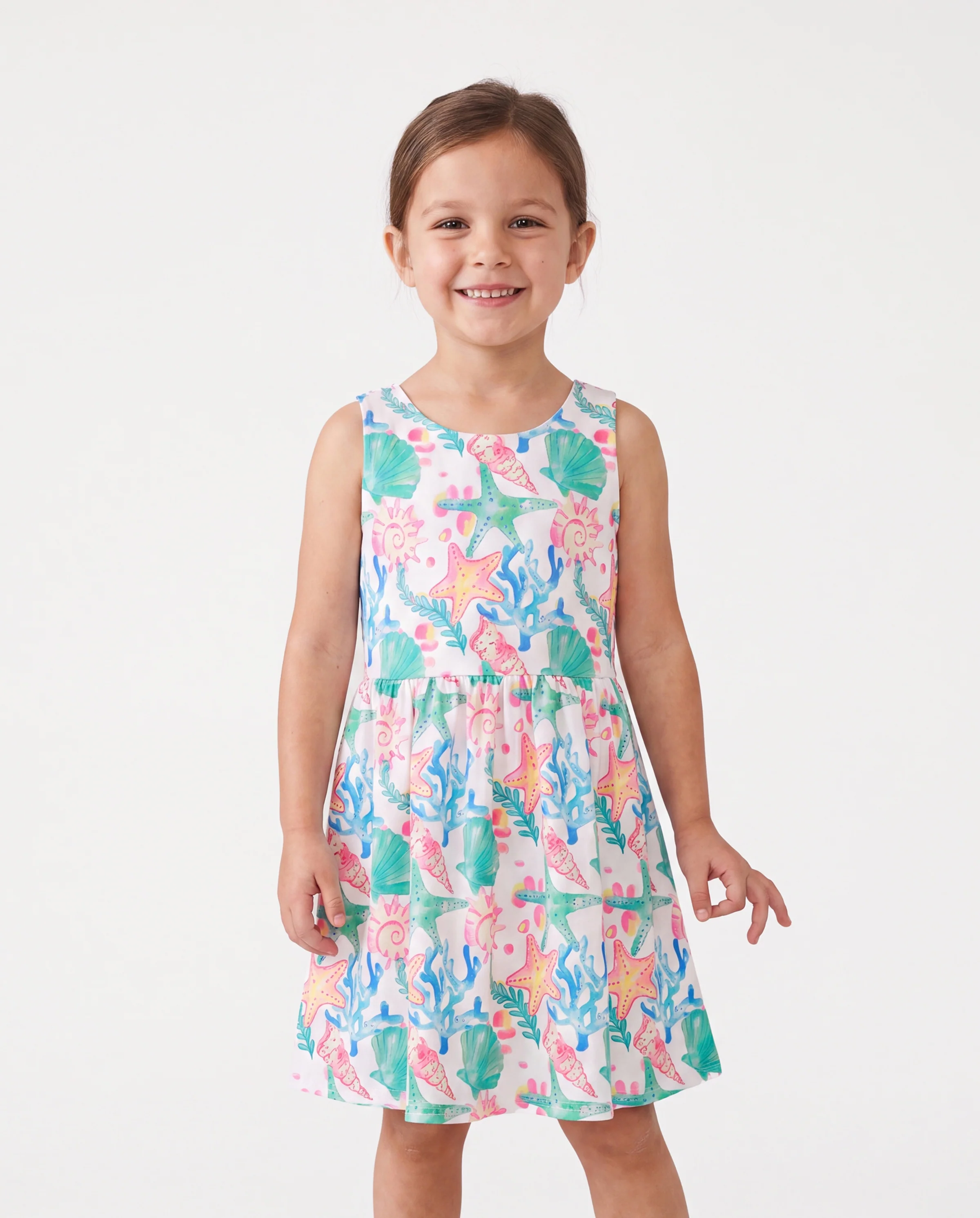 Ocean Vibes Toddler Girl Crossback Dress Green - Image 2