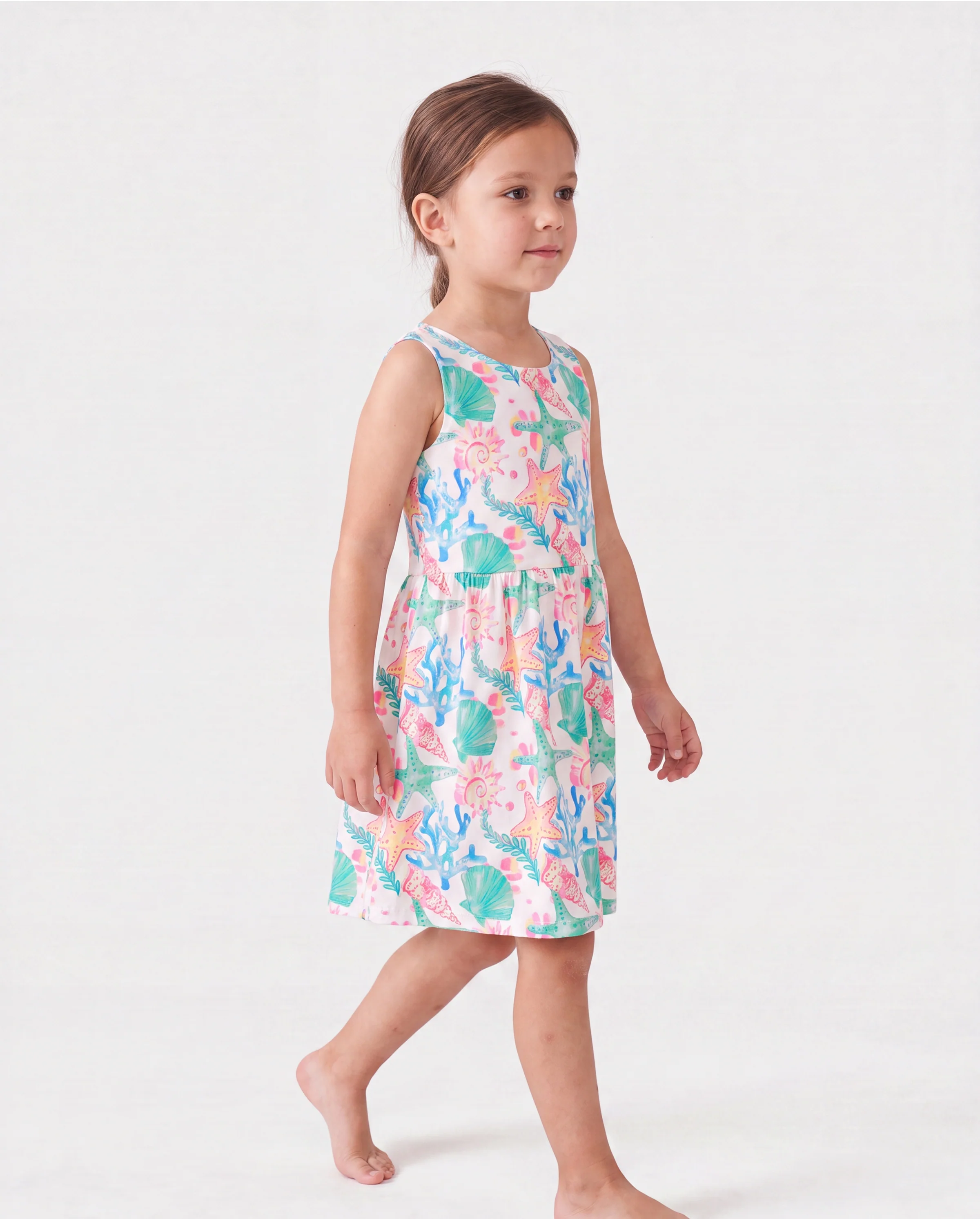 Ocean Vibes Toddler Girl Crossback Dress Green - Image 3