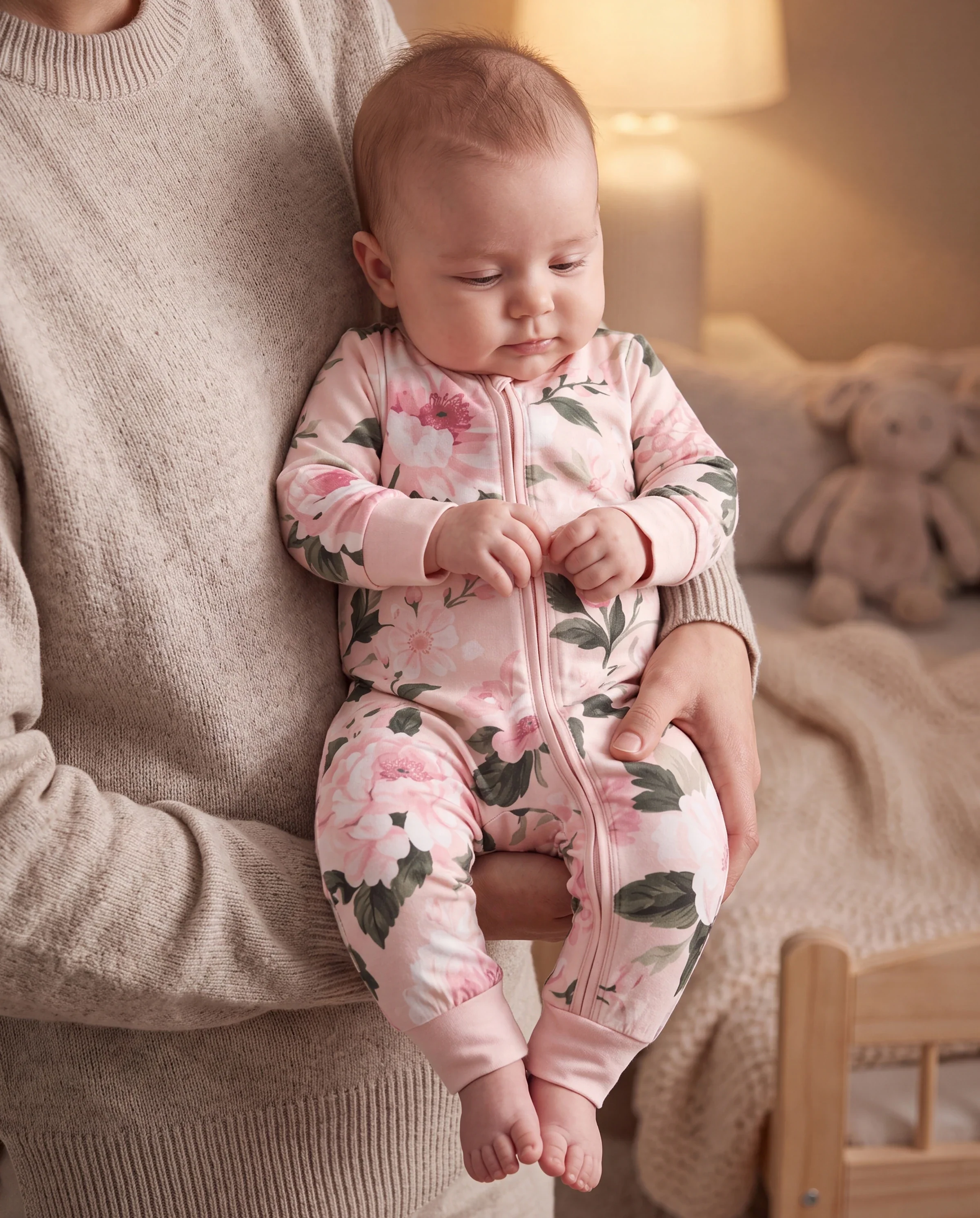 Bloom & Blossoms Bamboo Zip-Up Baby Pajamas - Image 6