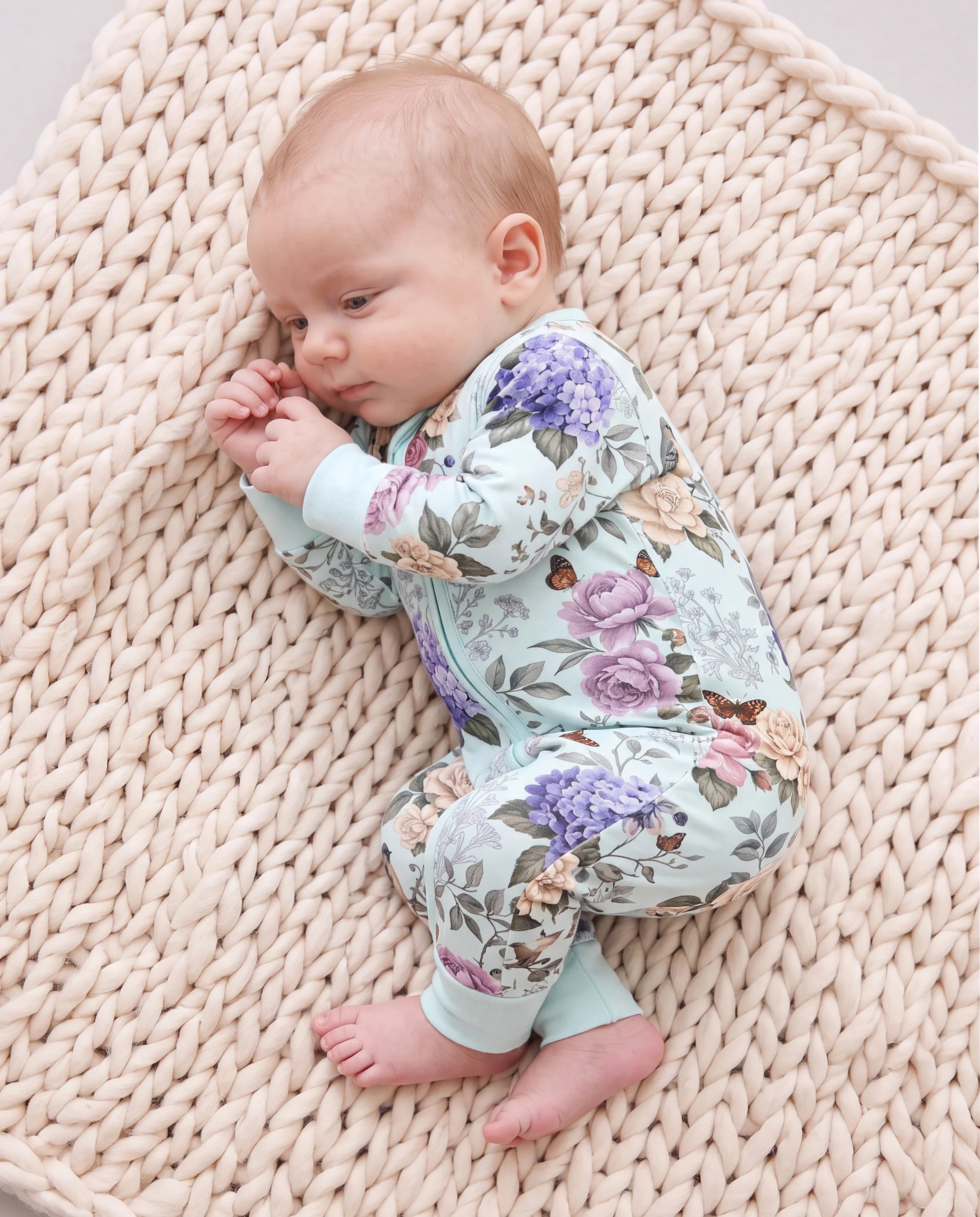 Bloom & Blossoms Bamboo Zip-Up Baby Pajamas - Image 3
