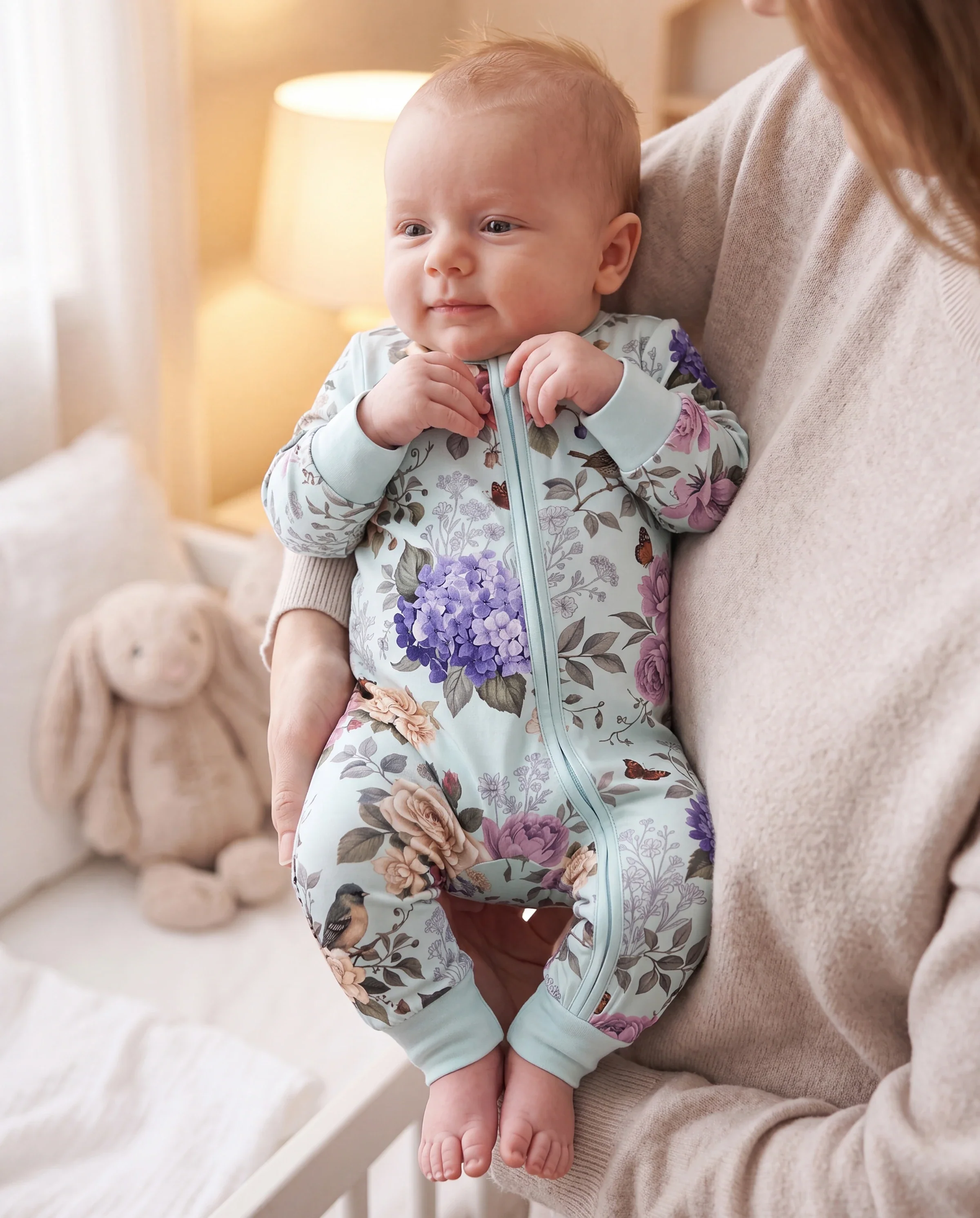 Bloom & Blossoms Bamboo Zip-Up Baby Pajamas - Image 6