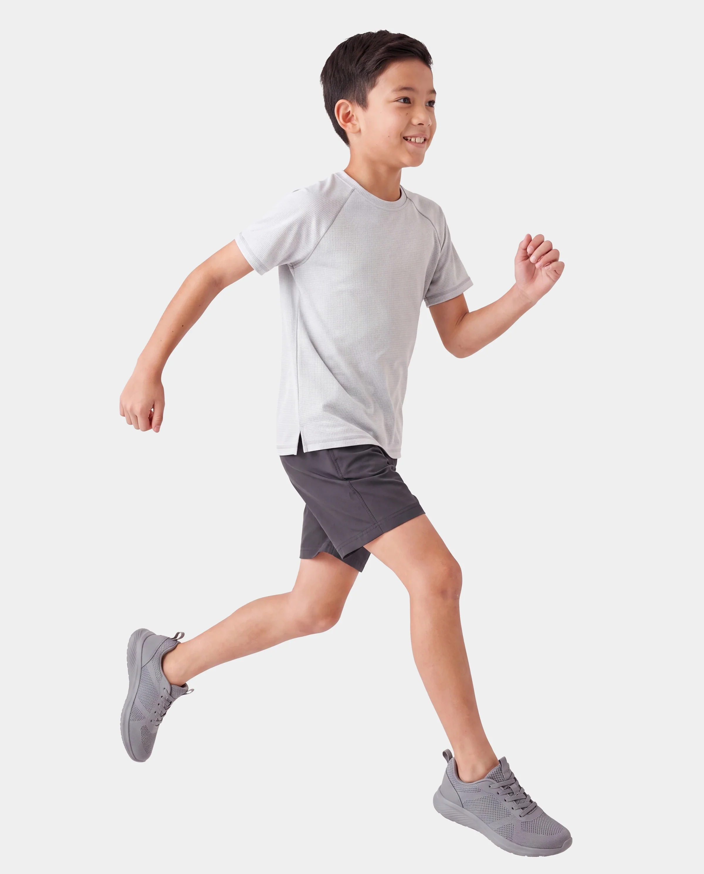 PatPat Lightflow Activewear Kid Boy Athletic Breathable Air-Grid Ultra Lightweight Short Sleeve T-Shirt Grey - Image 4