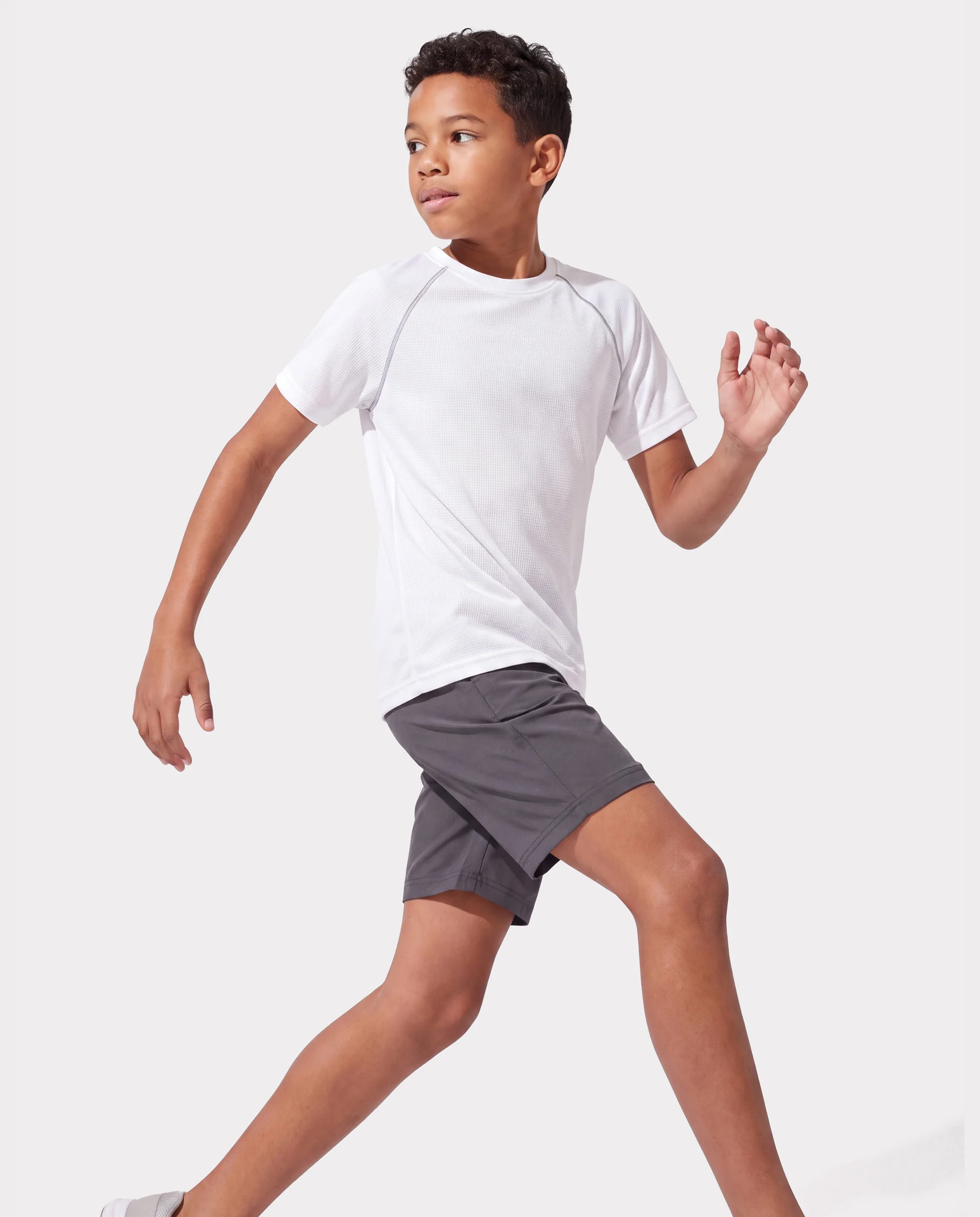 PatPat Lightflow Activewear Kid Boy Athletic Breathable Air-Grid Ultra Lightweight Short Sleeve T-Shirt White - Image 4