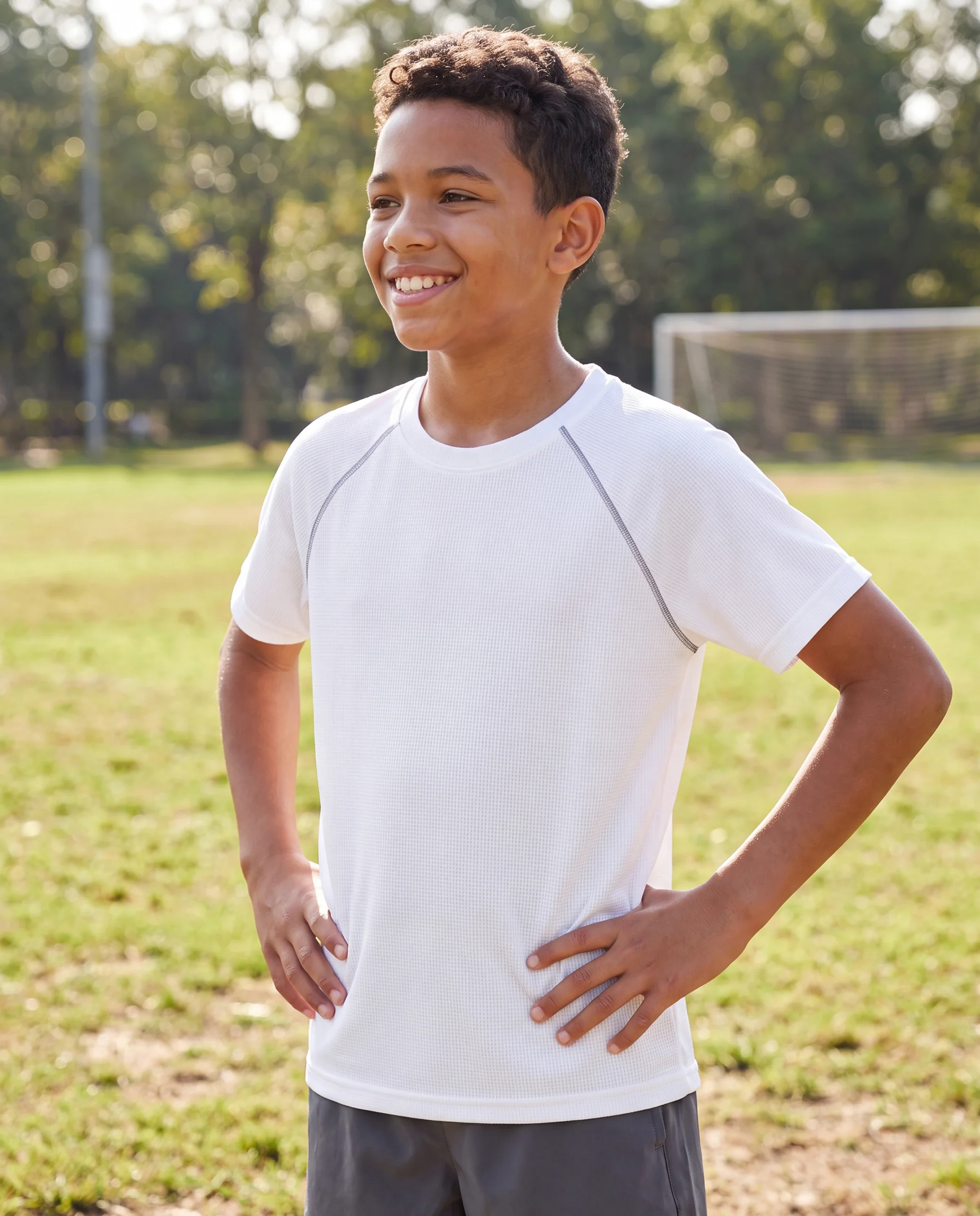 PatPat Lightflow Activewear Kid Boy Athletic Breathable Air-Grid Ultra Lightweight Short Sleeve T-Shirt White - Image 7
