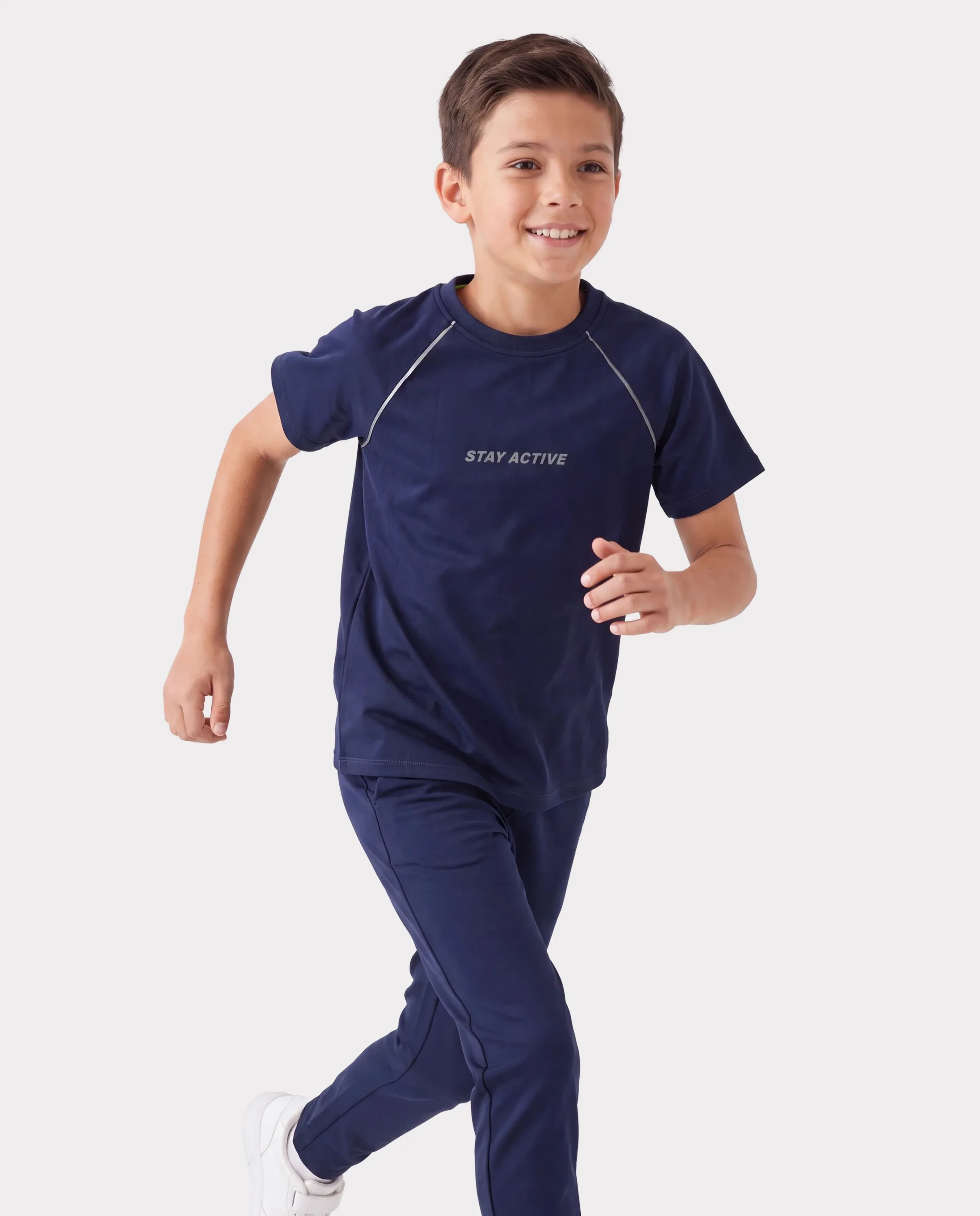 PatPat Lightflow Activewear Kid Boy Athletic Ultra Lightweight & Quick Dry Short Sleeve T-Shirt Deep Blue - Image 3