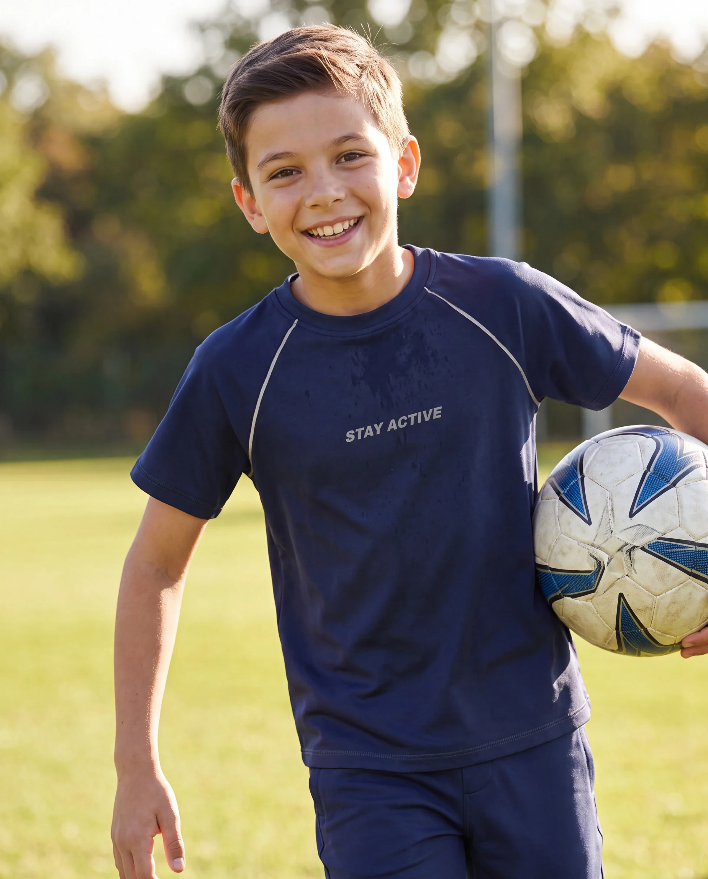 PatPat Lightflow Activewear Kid Boy Athletic Ultra Lightweight & Quick Dry Short Sleeve T-Shirt Deep Blue - Image 7