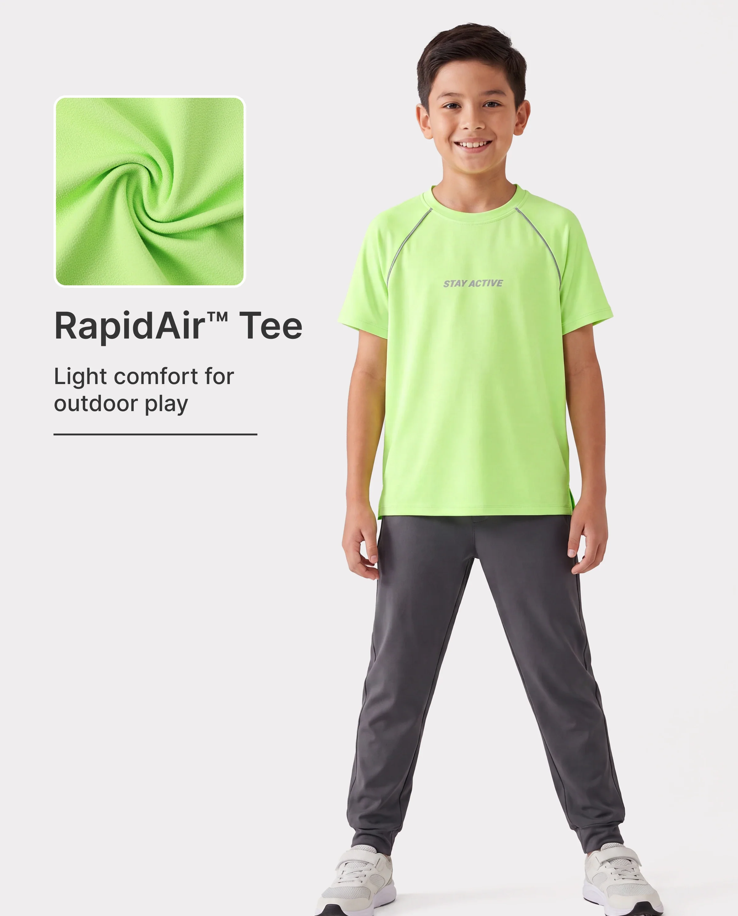 PatPat Lightflow Activewear Kid Boy Athletic Ultra Lightweight & Quick Dry Short Sleeve T-Shirt Green - Image 3