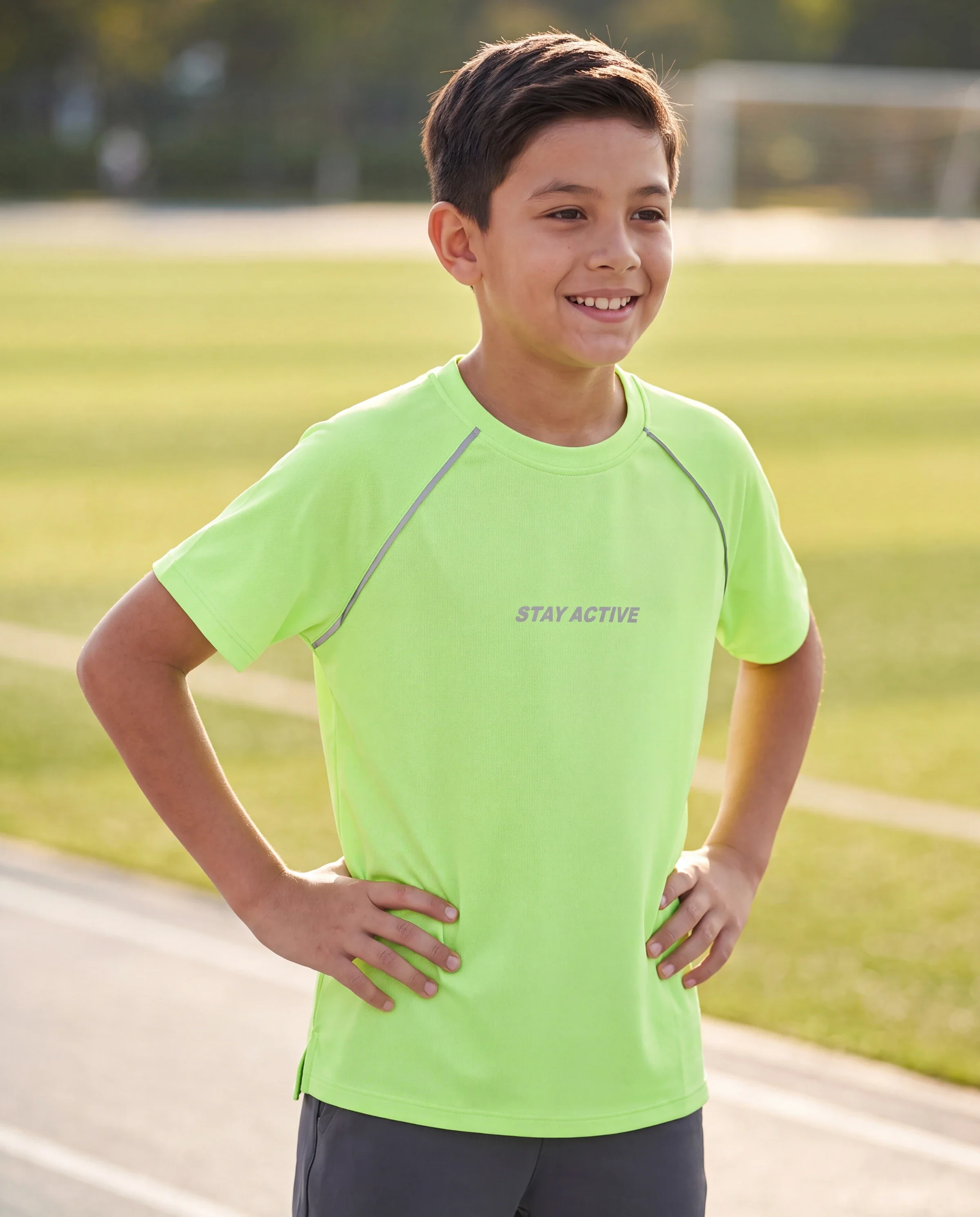 PatPat Lightflow Activewear Kid Boy Athletic Ultra Lightweight & Quick Dry Short Sleeve T-Shirt Green - Image 7