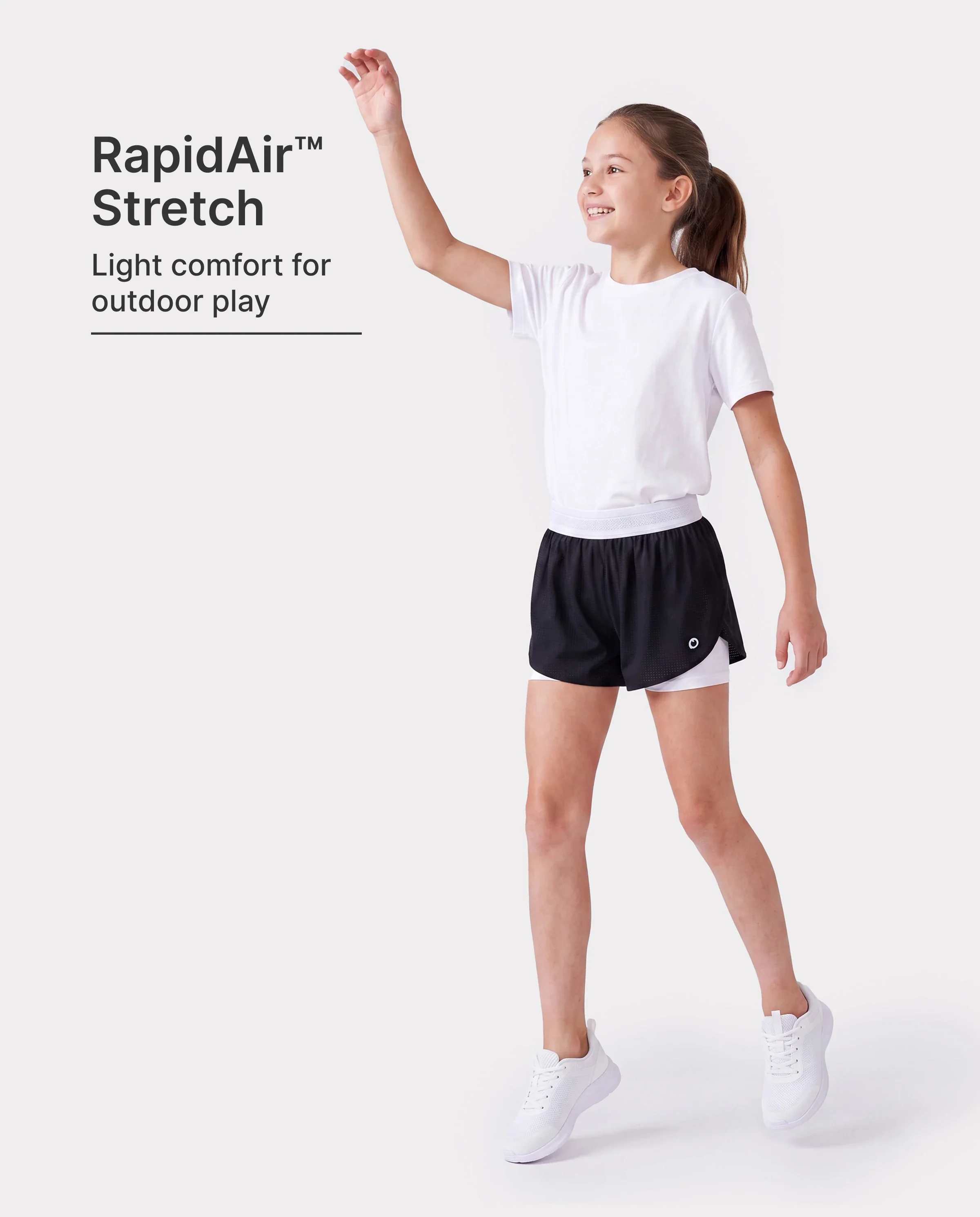 PatPat Lightflow Activewear kid girl athletic ultra light quick dry active shorts with bamboo viscose liner Deep Blue - Image 2