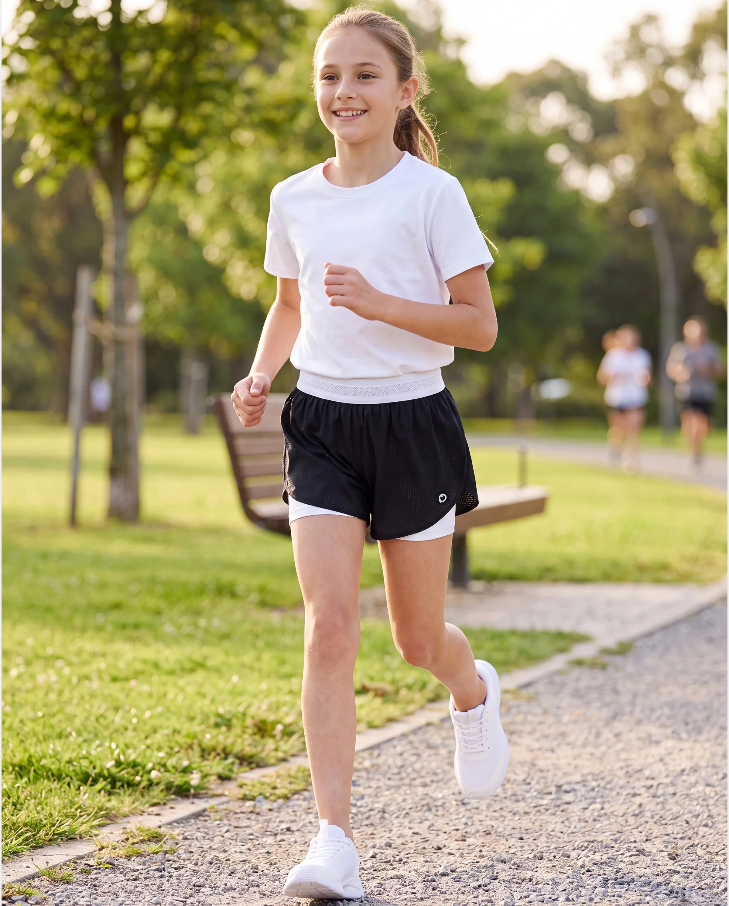 PatPat Lightflow Activewear kid girl athletic ultra light quick dry active shorts with bamboo viscose liner Deep Blue - Image 6