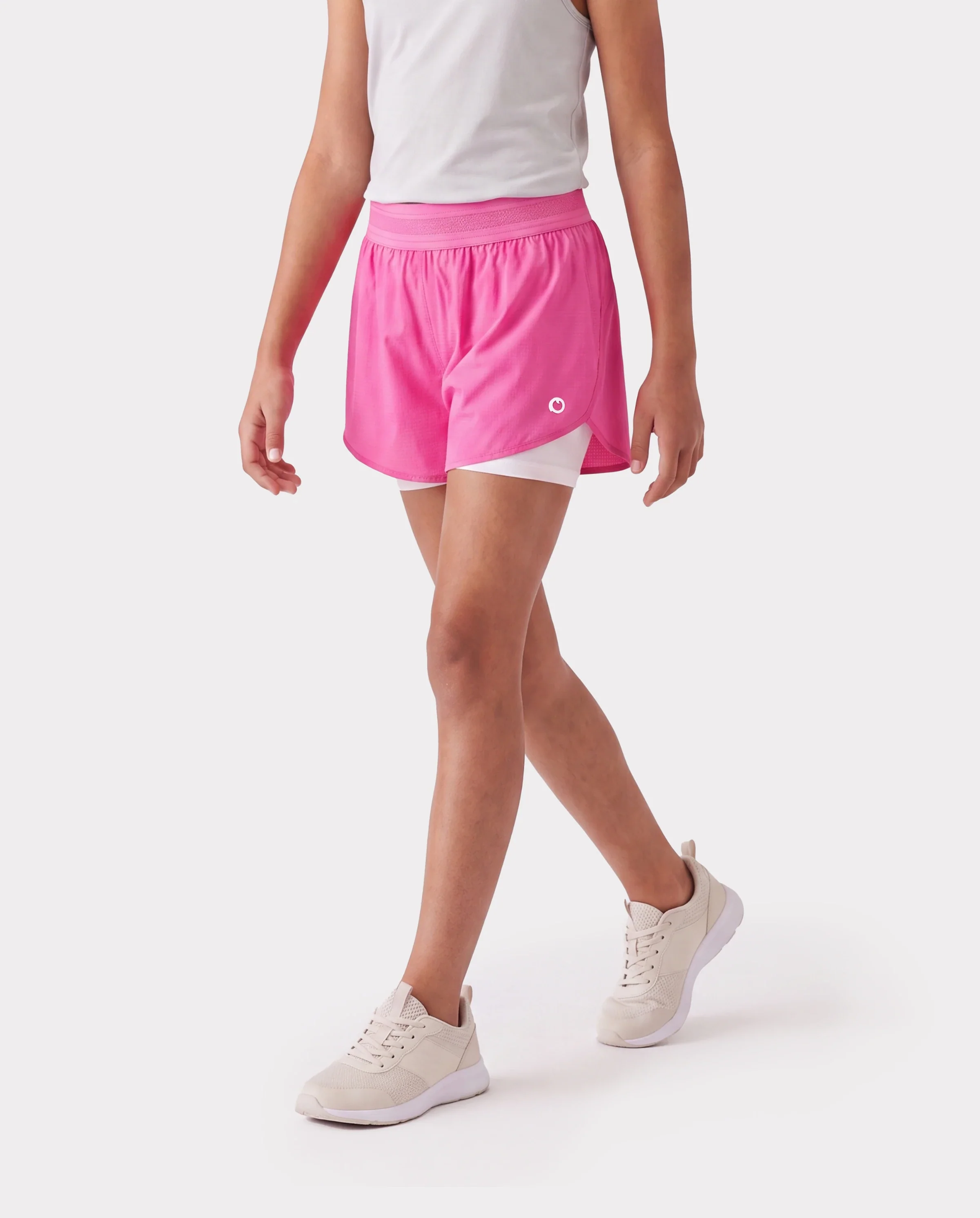 PatPat Lightflow Activewear kid girl athletic ultra light quick dry active shorts with bamboo viscose liner Hot Pink - Image 2