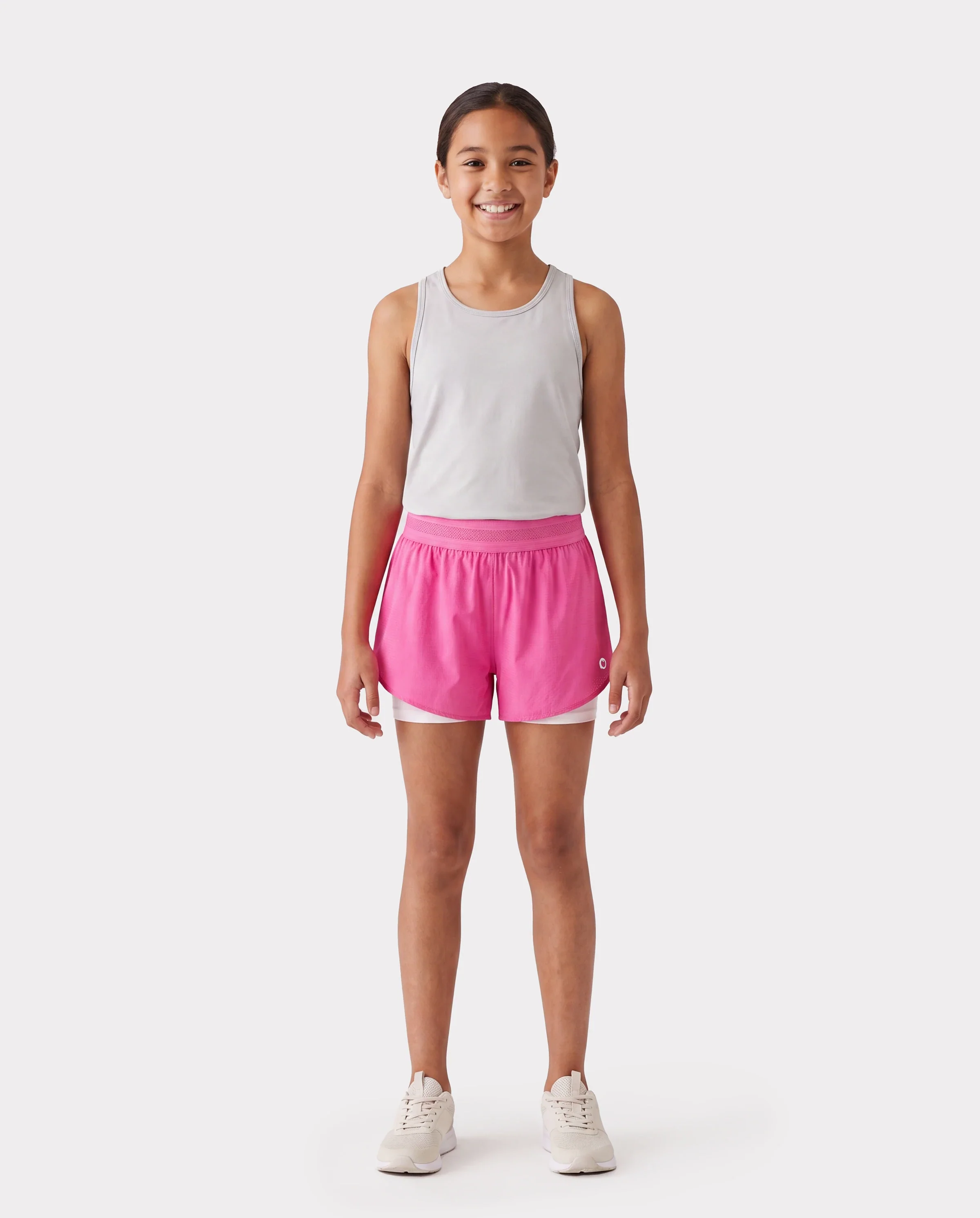 PatPat Lightflow Activewear kid girl athletic ultra light quick dry active shorts with bamboo viscose liner Hot Pink - Image 3