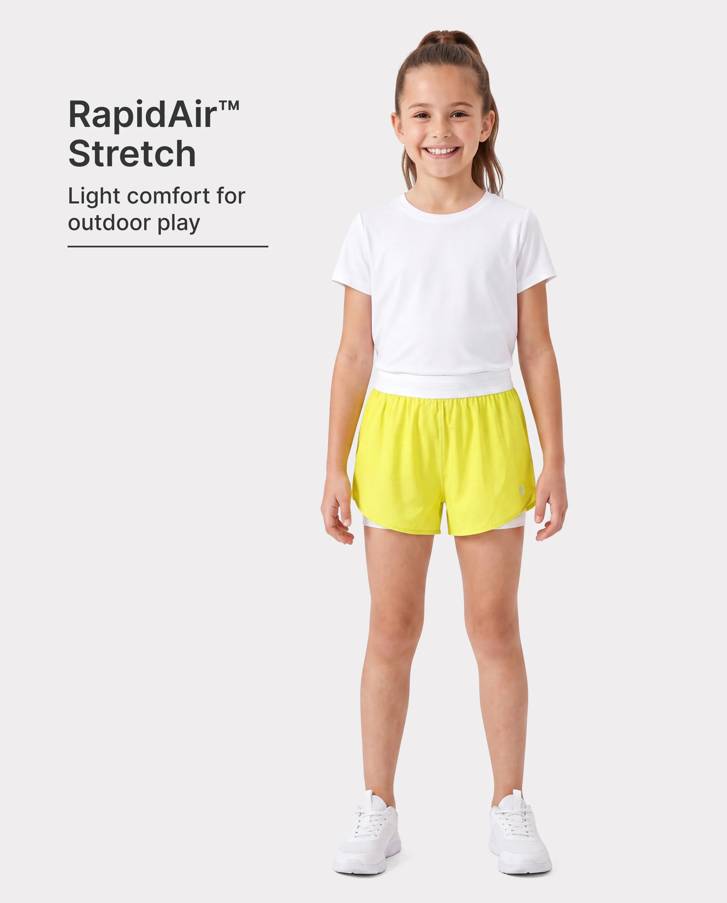 PatPat Lightflow Activewear kid girl athletic ultra light quick dry active shorts with bamboo viscose liner Yellow - Image 2