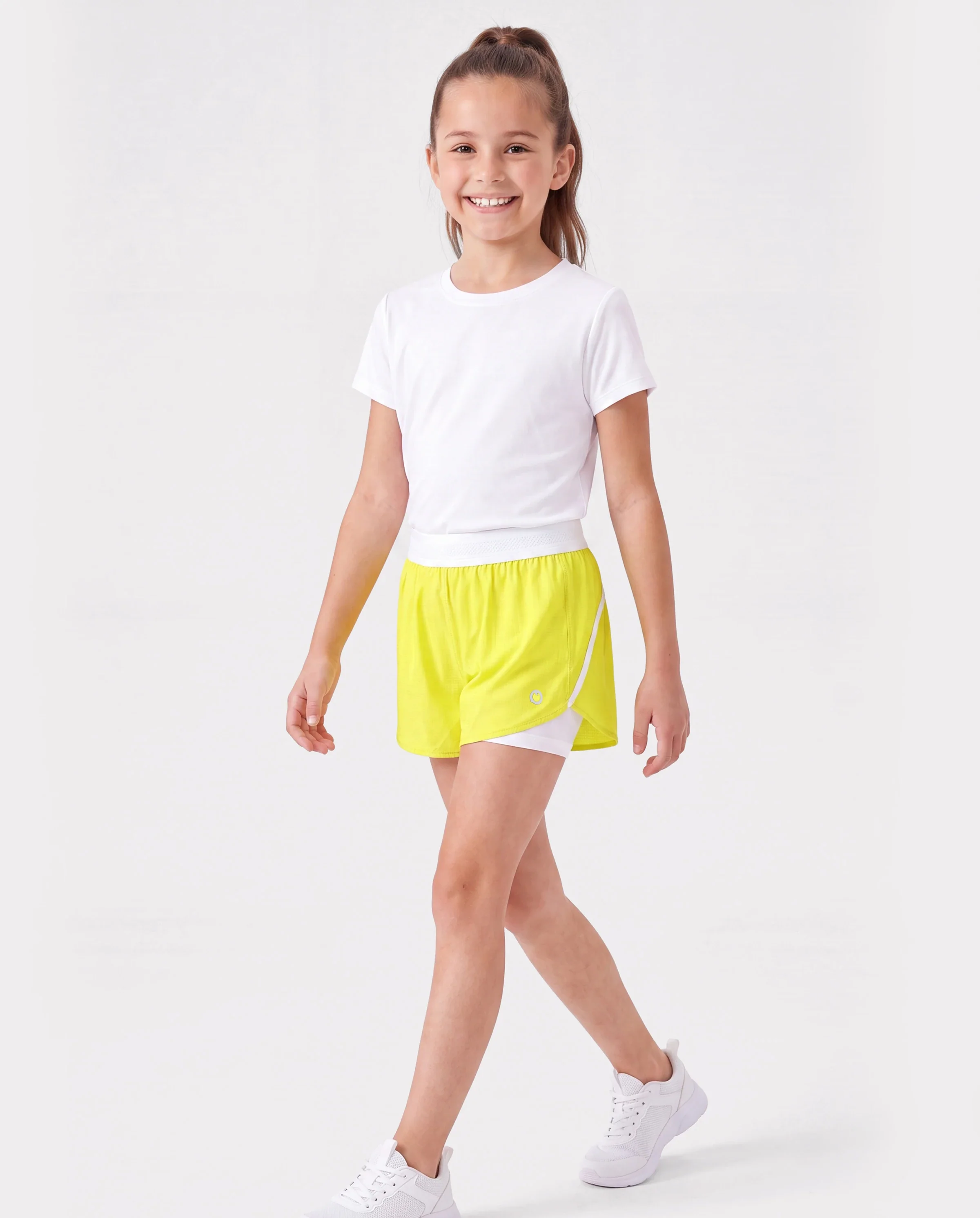 PatPat Lightflow Activewear kid girl athletic ultra light quick dry active shorts with bamboo viscose liner Yellow - Image 3