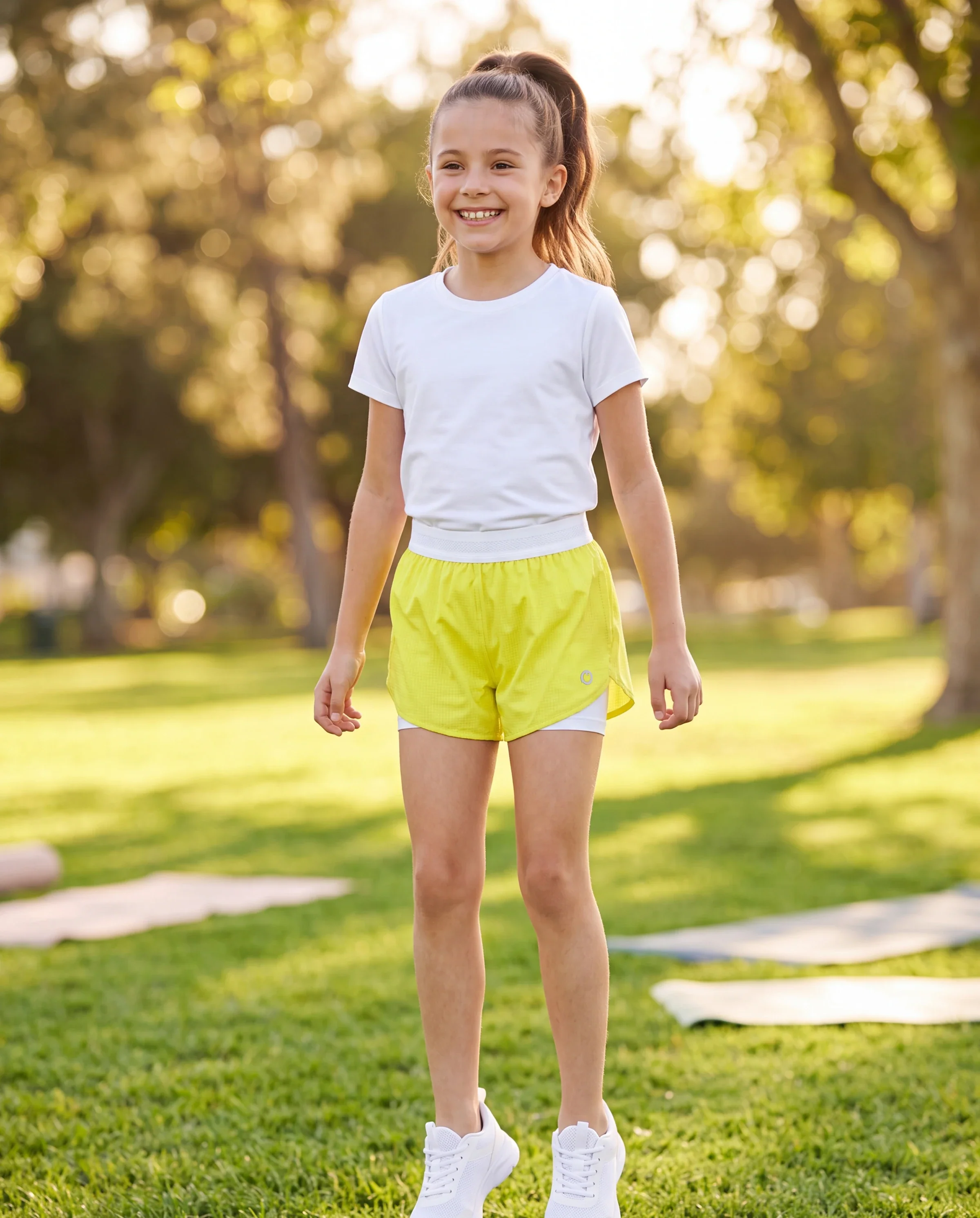 PatPat Lightflow Activewear kid girl athletic ultra light quick dry active shorts with bamboo viscose liner Yellow - Image 6