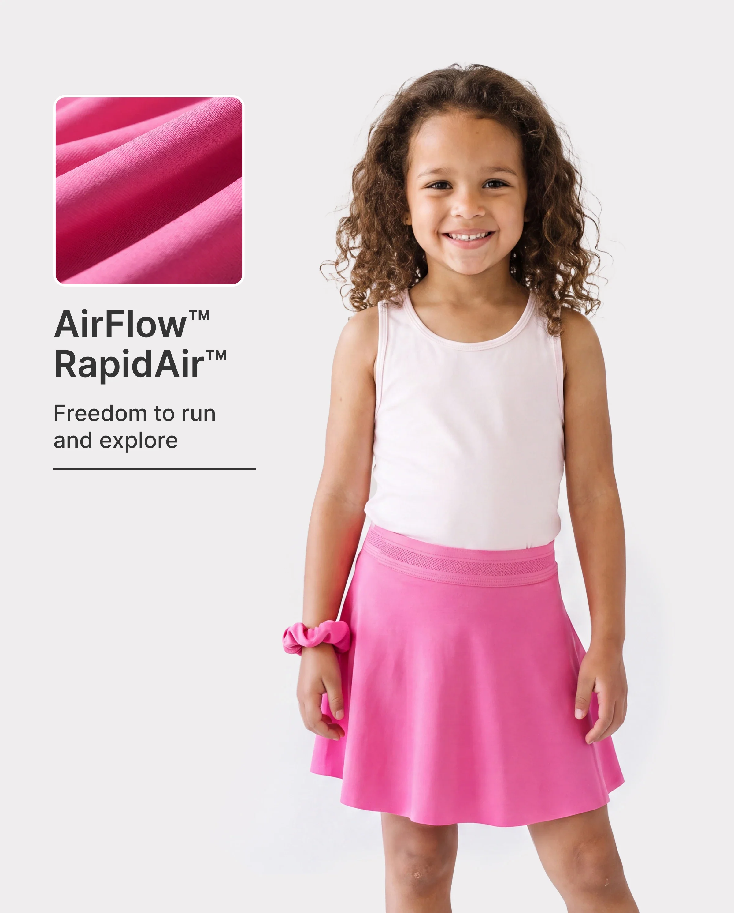 PatPat Rapidair activewear Kid Girl Athletic 2 in 1 Tennis Skort with Bamboo Viscose Shorts & Pocket Hot Pink - Image 2