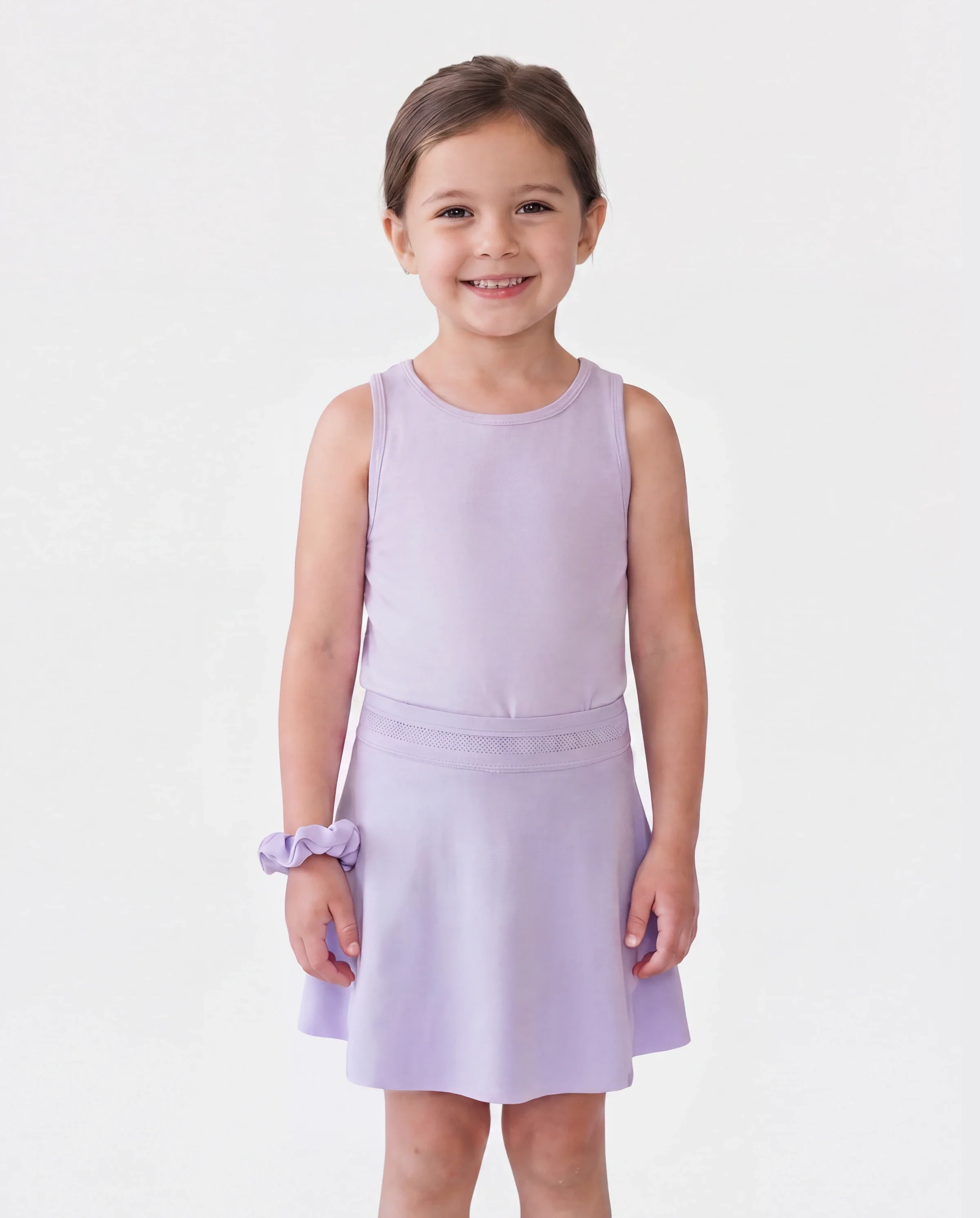 PatPat Rapidair activewear Kid Girl Athletic 2 in 1 Tennis Skort with Bamboo Viscose Shorts & Pocket Light Purple