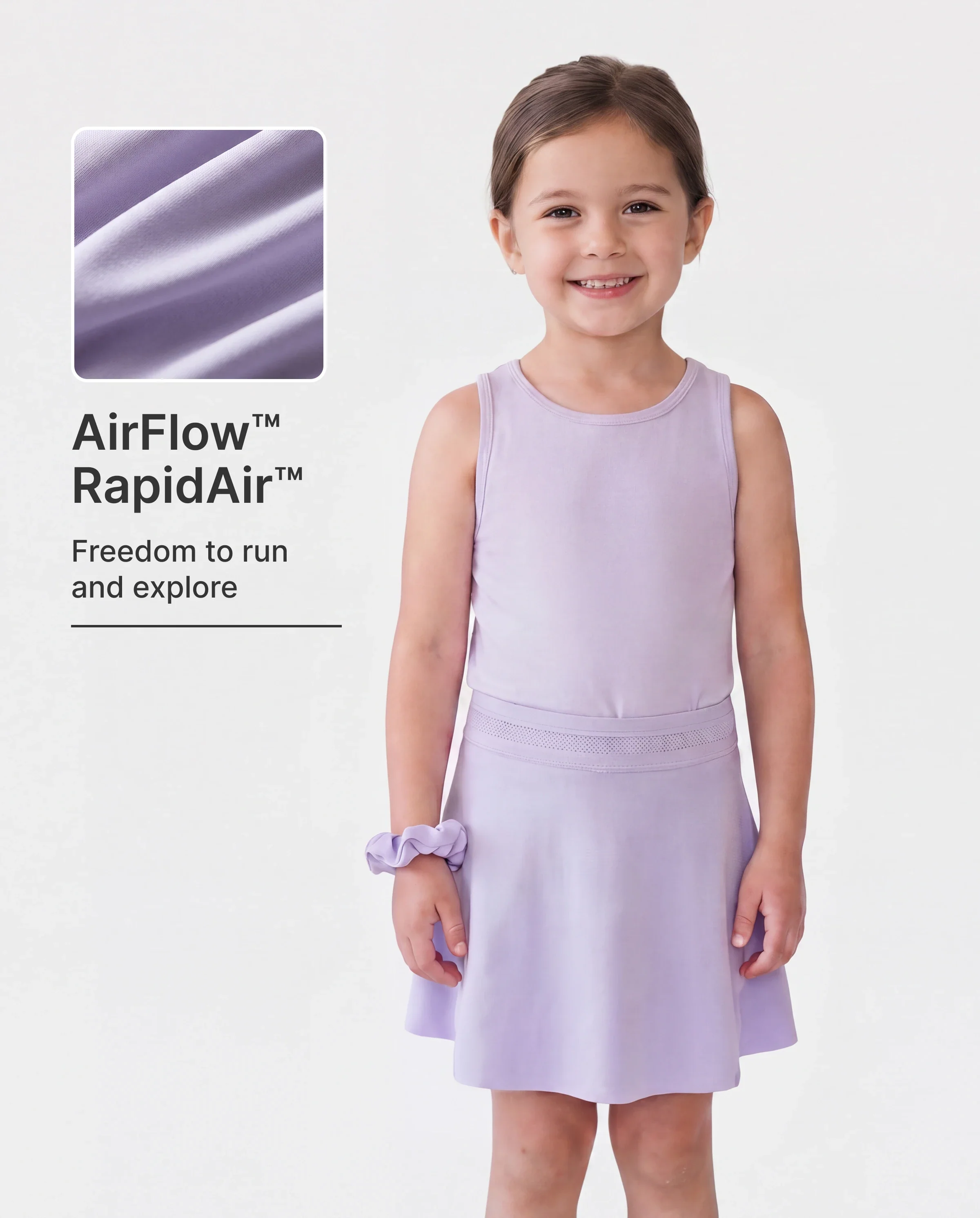 PatPat Rapidair activewear Kid Girl Athletic 2 in 1 Tennis Skort with Bamboo Viscose Shorts & Pocket Light Purple - Image 2