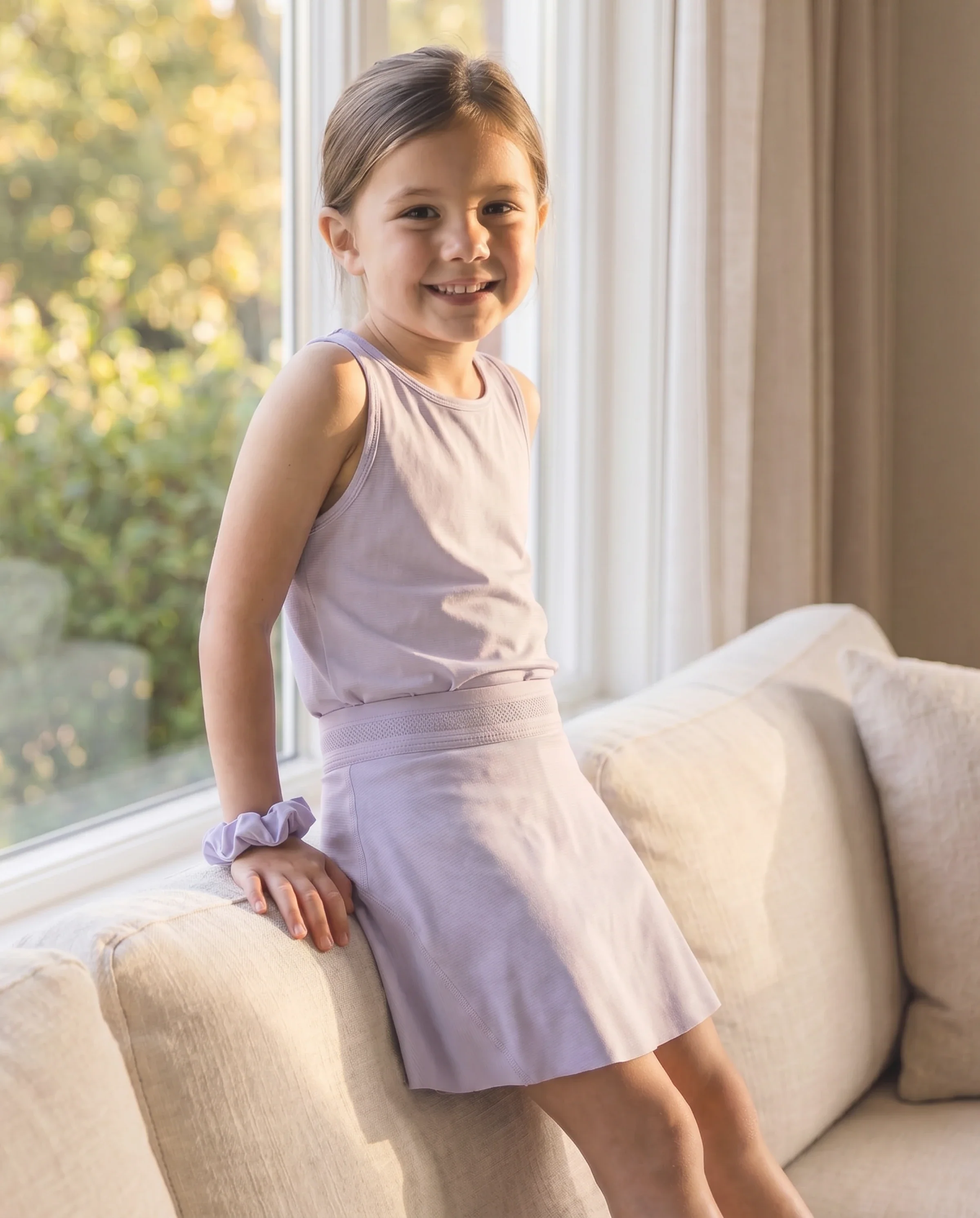 PatPat Rapidair activewear Kid Girl Athletic 2 in 1 Tennis Skort with Bamboo Viscose Shorts & Pocket Light Purple - Image 7