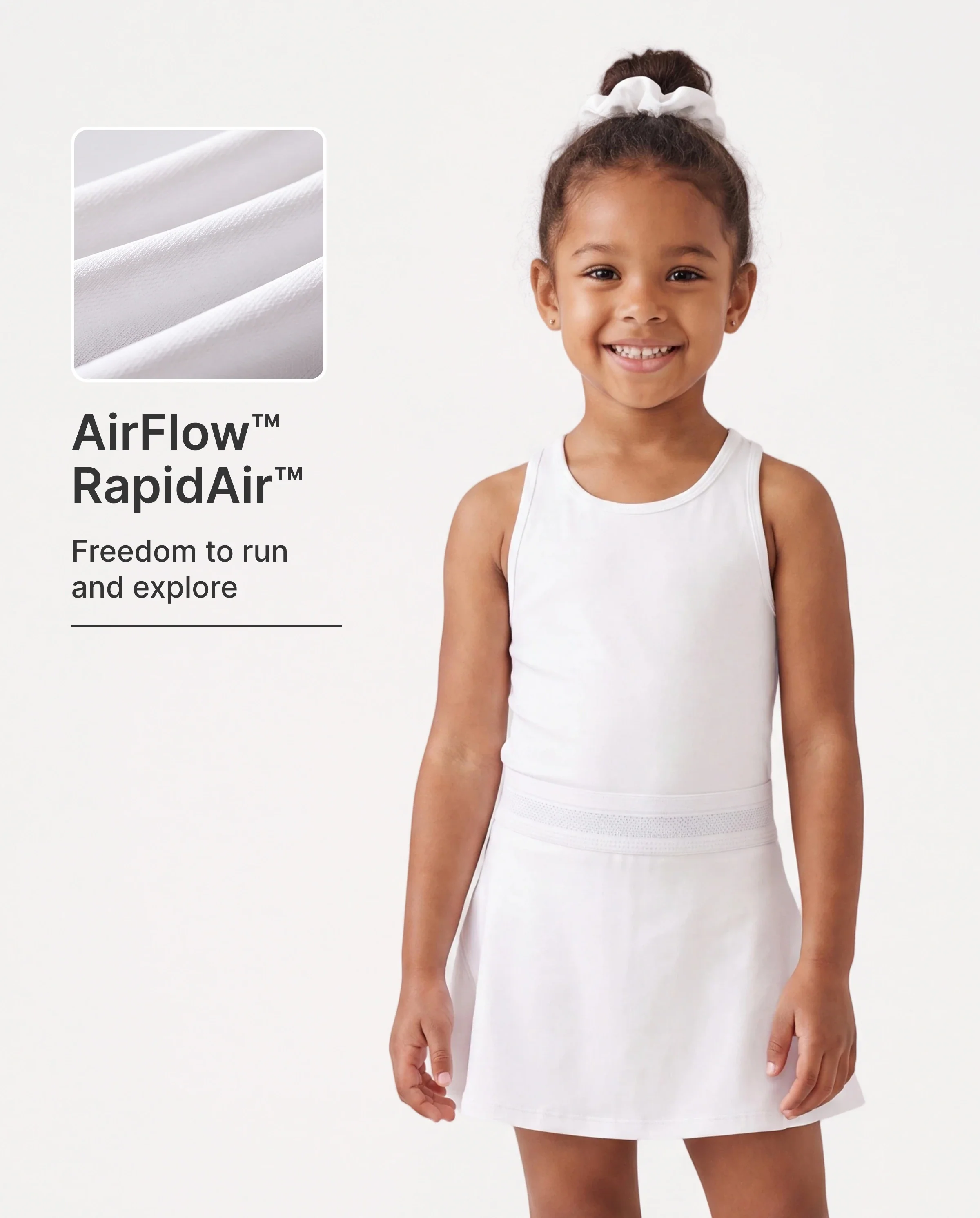 PatPat Rapidair activewear Kid Girl Athletic 2 in 1 Tennis Skort with Bamboo Viscose Shorts & Pocket White - Image 2
