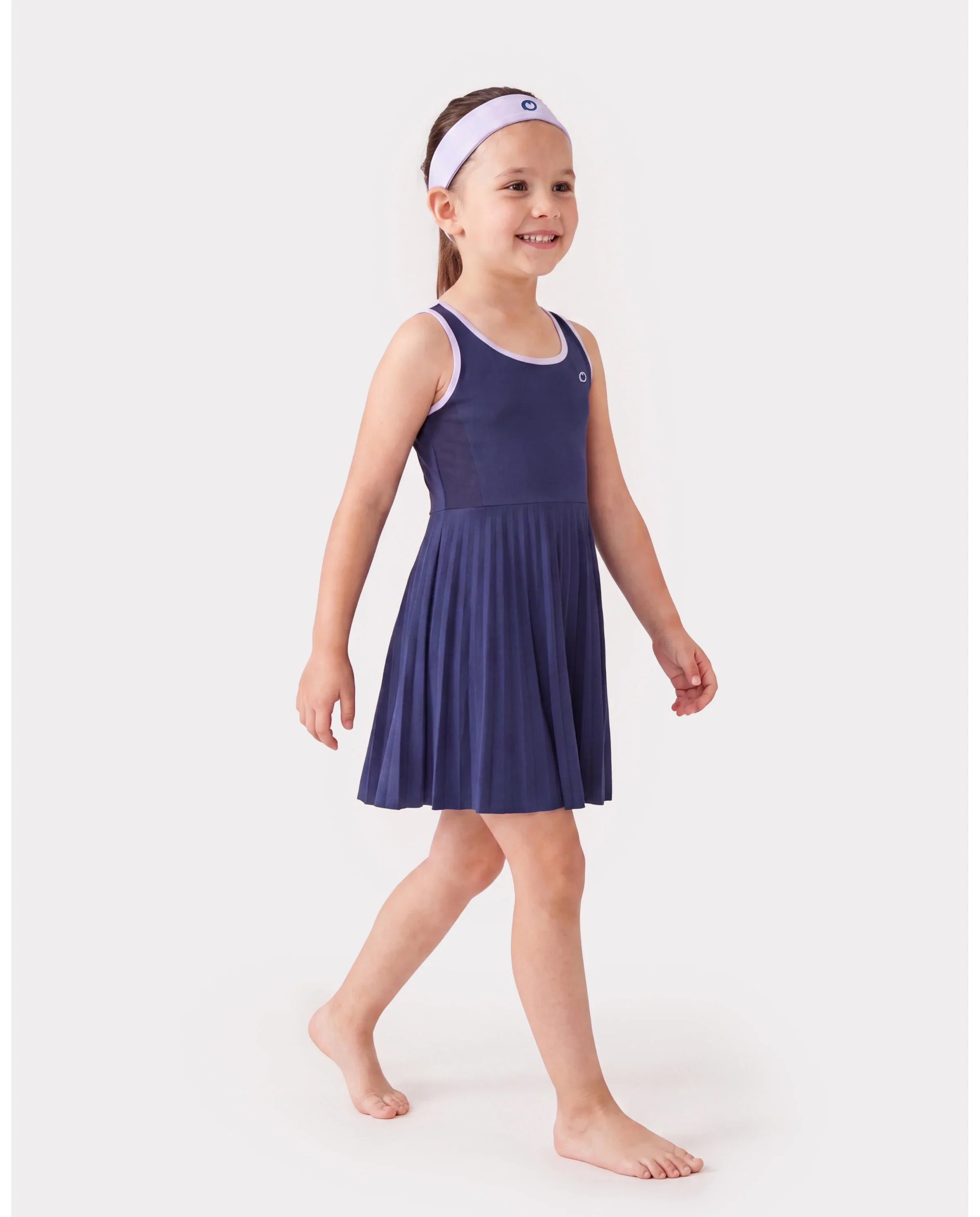 PatPat Rapidair activewear Kid Girl Tennis Dress with Headband & Shorts with Pockets Deep Blue - Image 4
