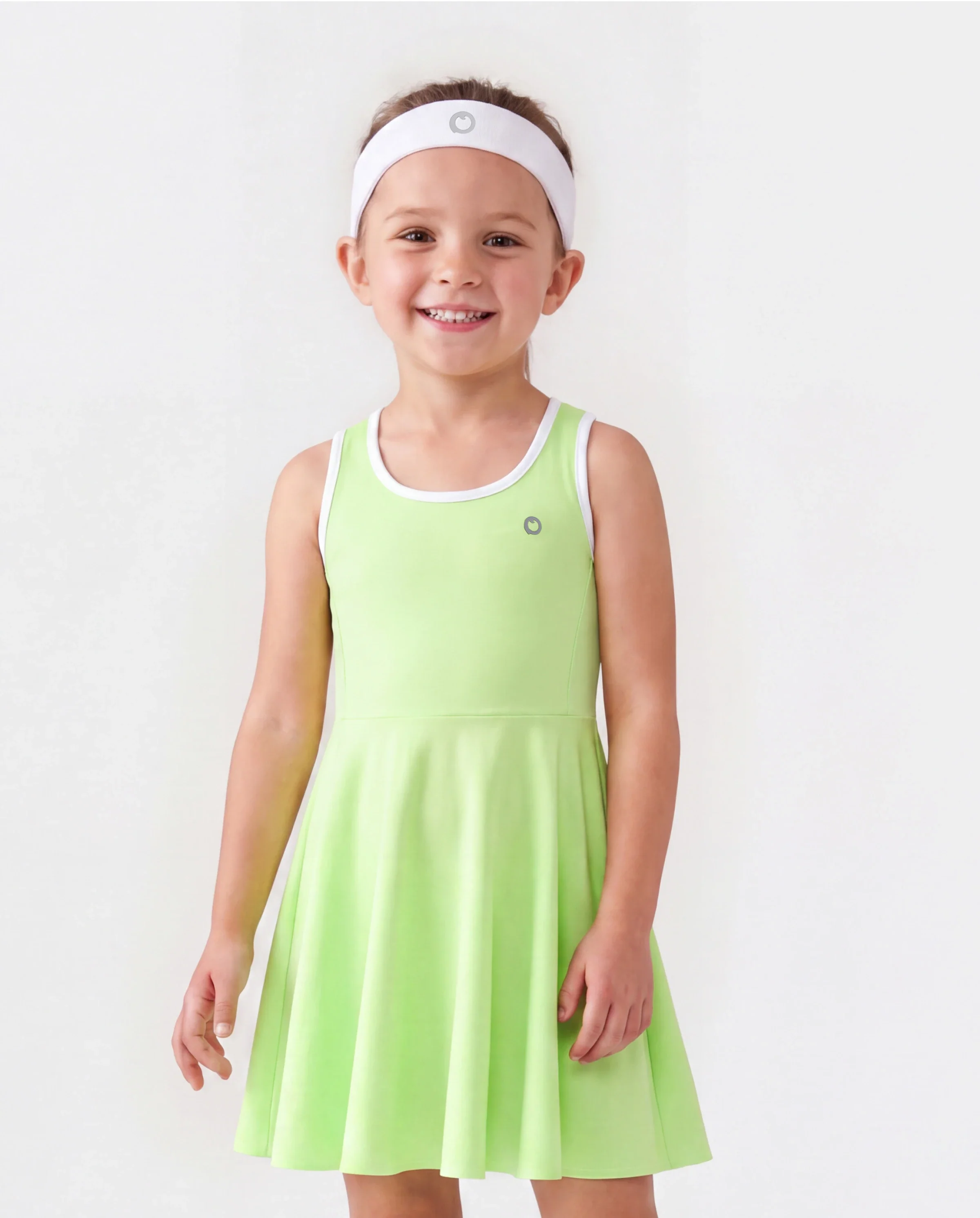 PatPat Rapidair activewear Kid Girl Tennis Dress with Headband & Shorts with Pockets Green