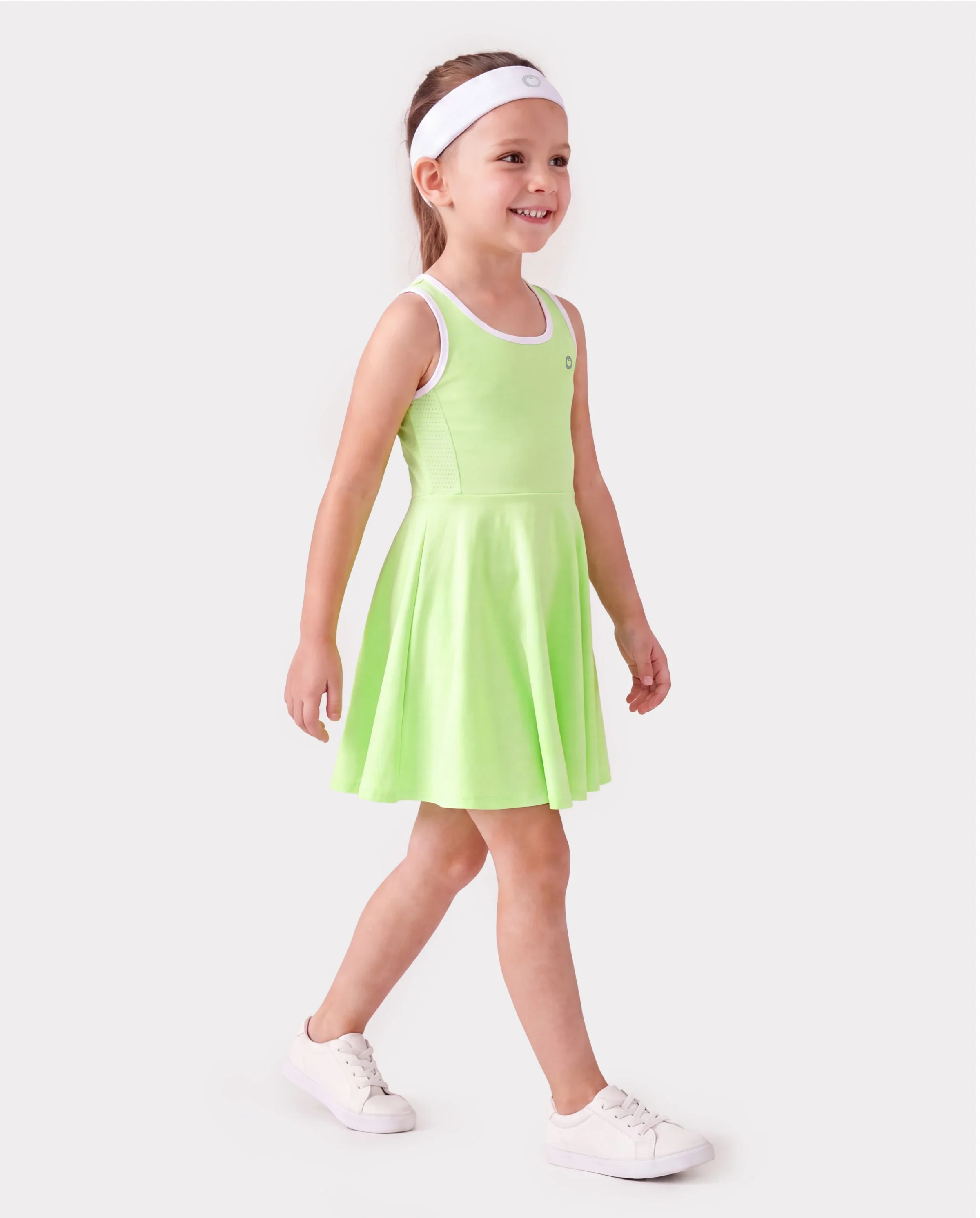 PatPat Rapidair activewear Kid Girl Tennis Dress with Headband & Shorts with Pockets Green - Image 4