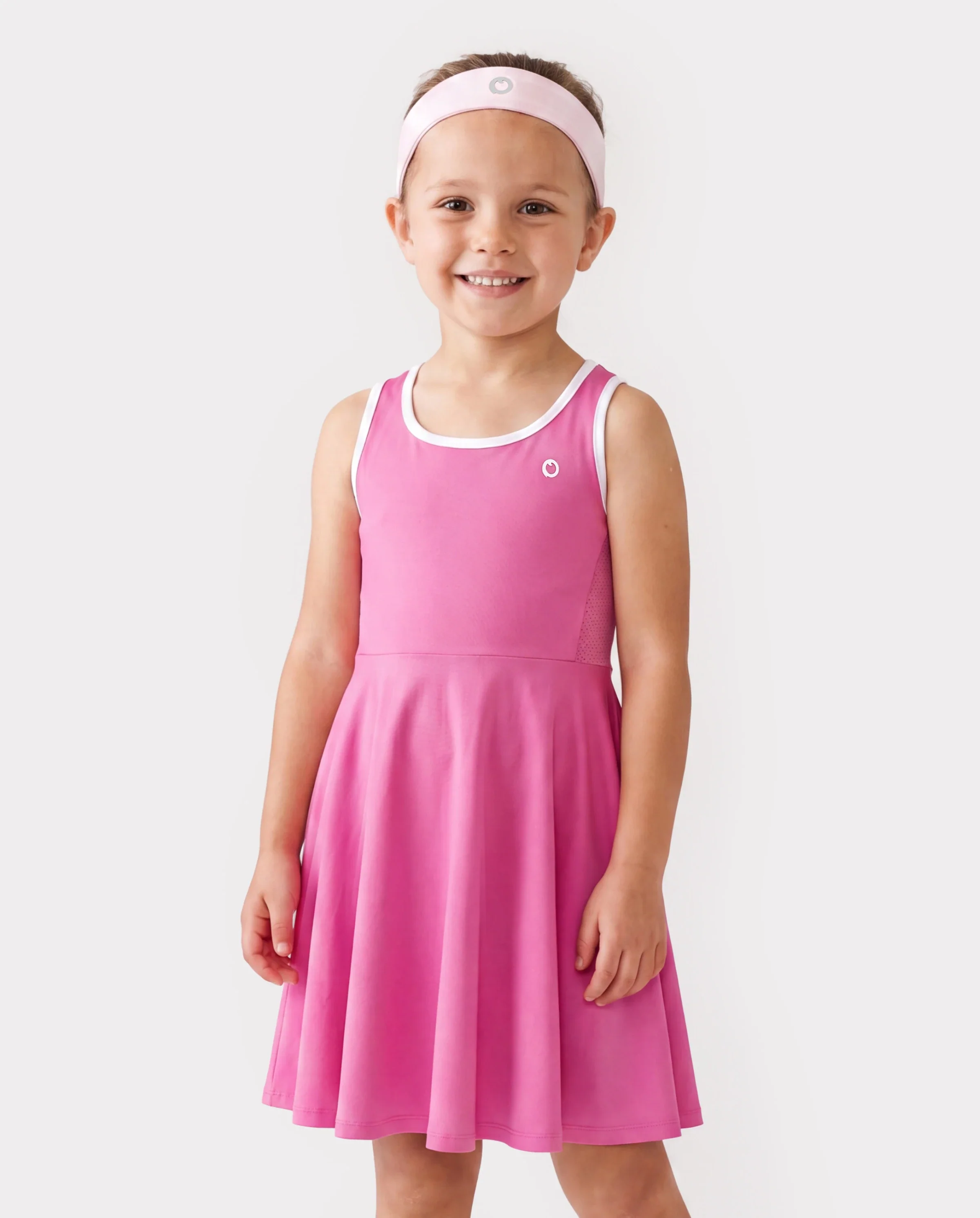 PatPat Rapidair activewear Kid Girl Tennis Dress with Headband & Shorts with Pockets Hot Pink