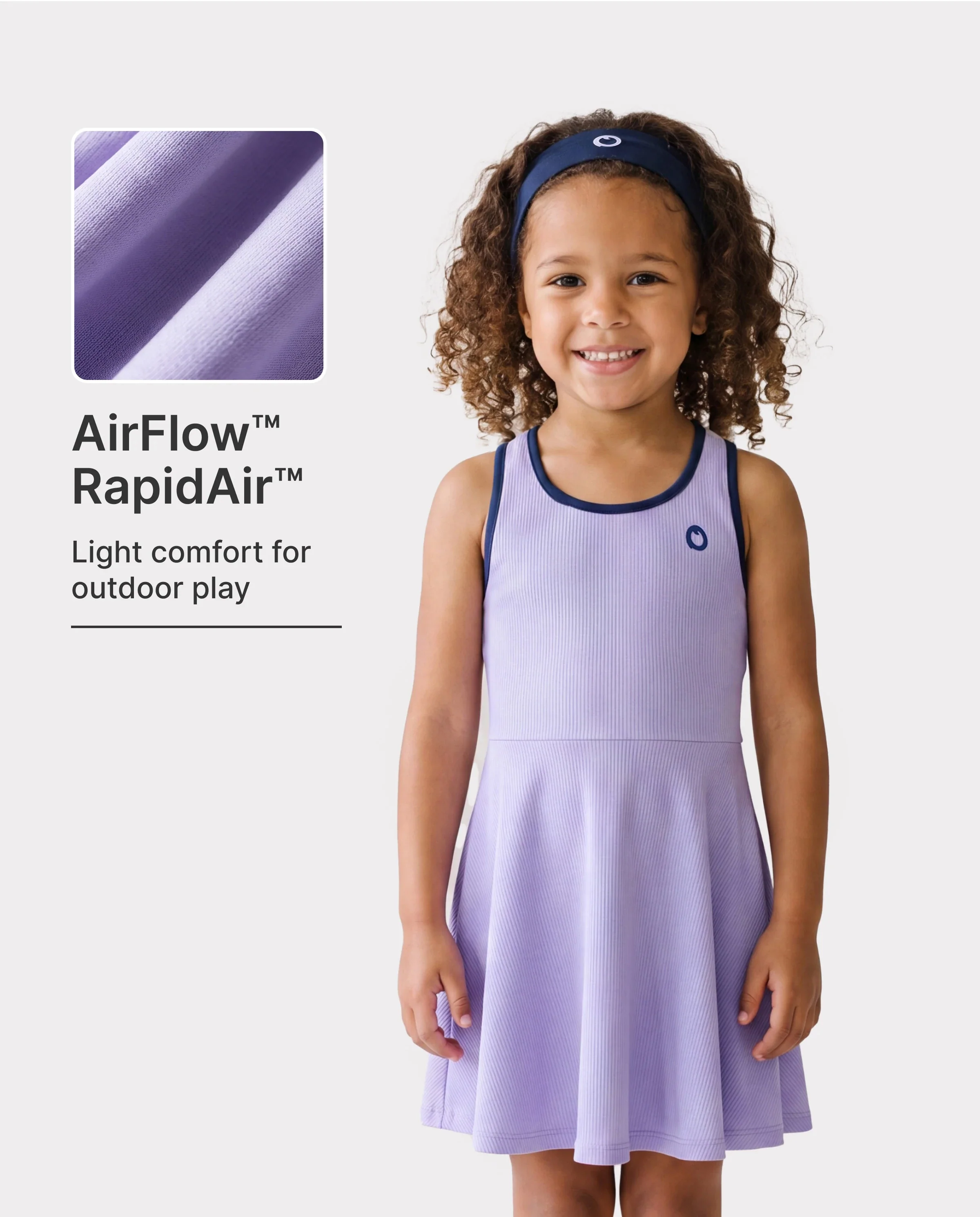 PatPat Rapidair activewear Kid Girl Tennis Dress with Headband & Shorts with Pockets Light Purple - Image 2