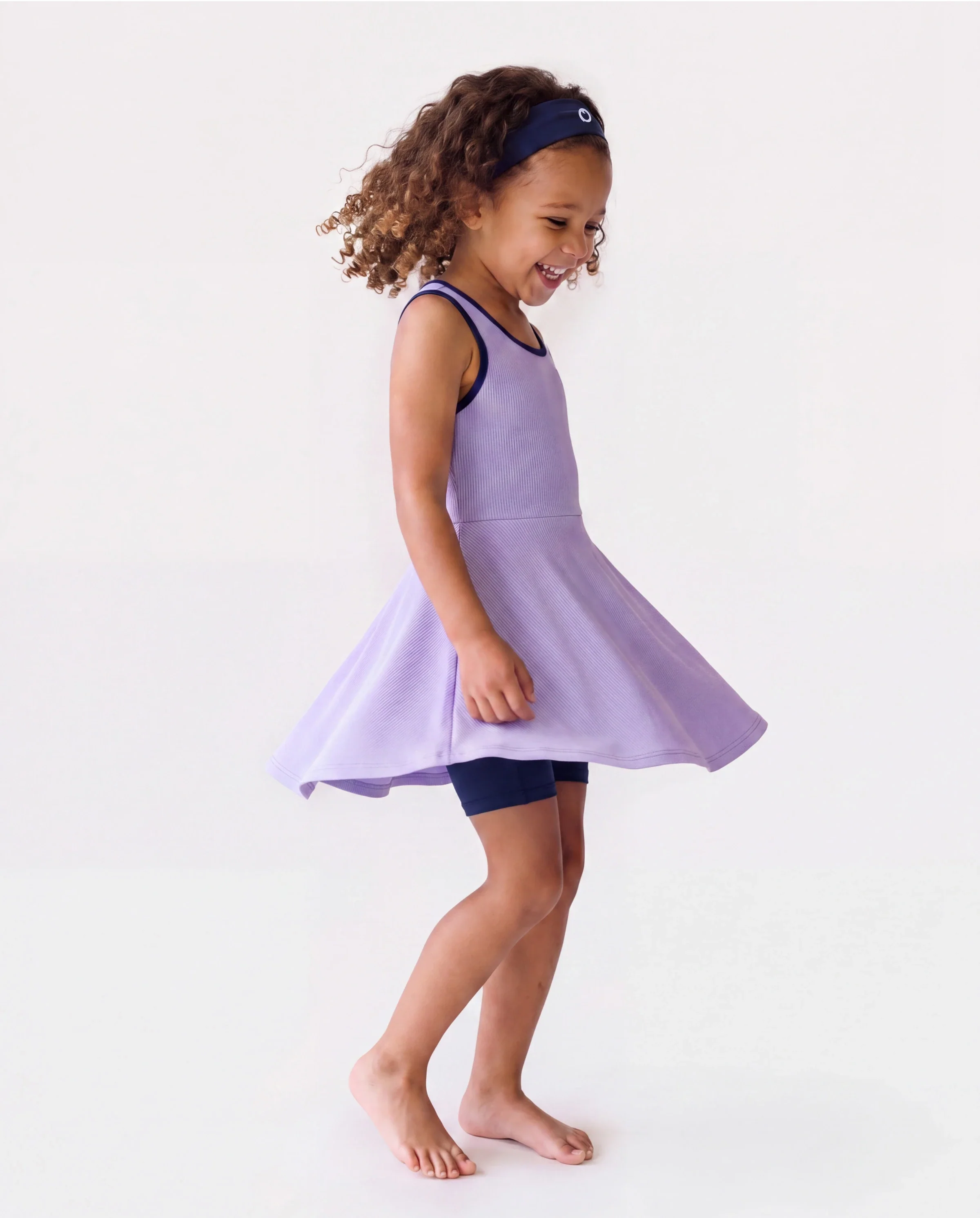 PatPat Rapidair activewear Kid Girl Tennis Dress with Headband & Shorts with Pockets Light Purple - Image 3