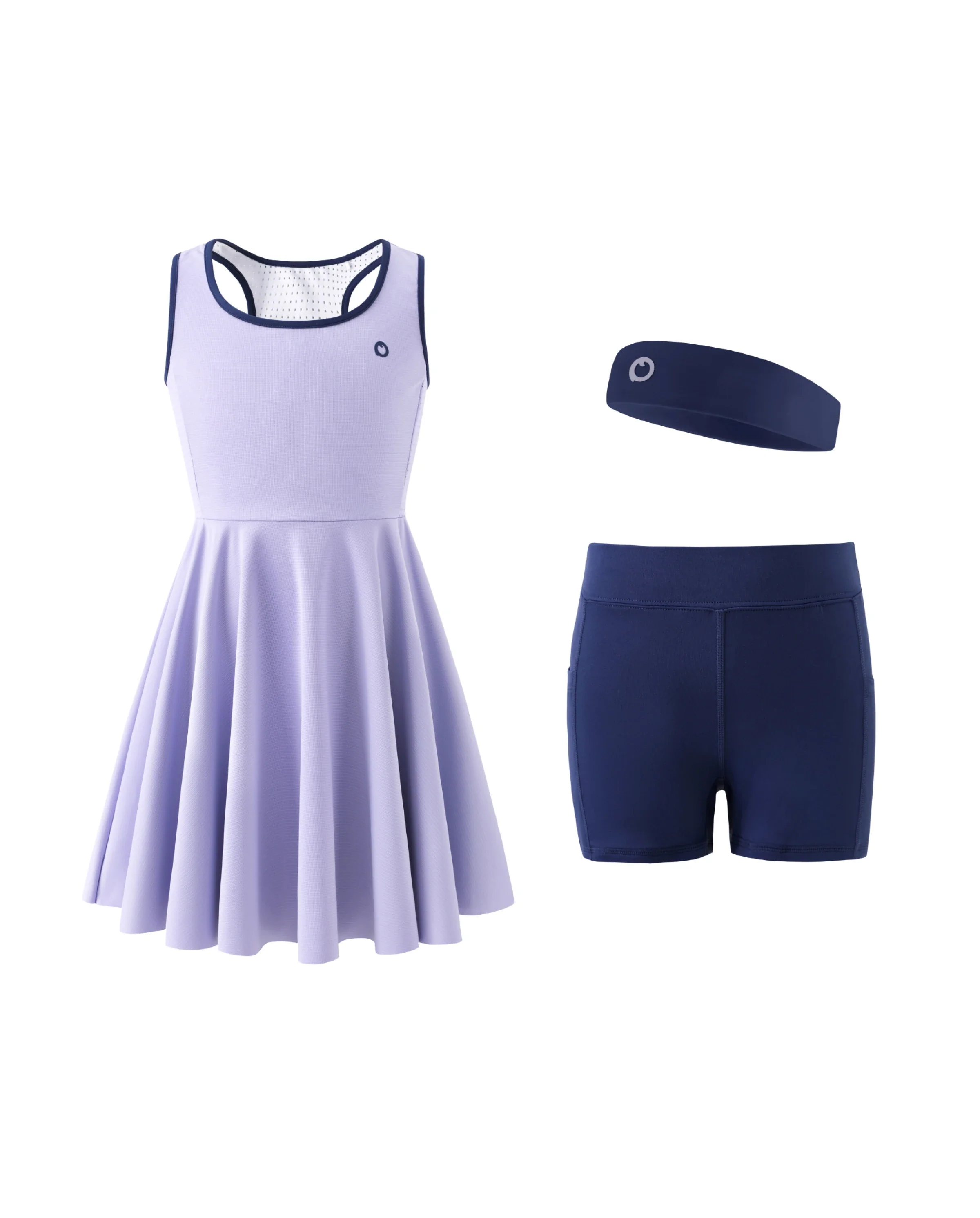 PatPat Rapidair activewear Kid Girl Tennis Dress with Headband & Shorts with Pockets Light Purple - Image 6