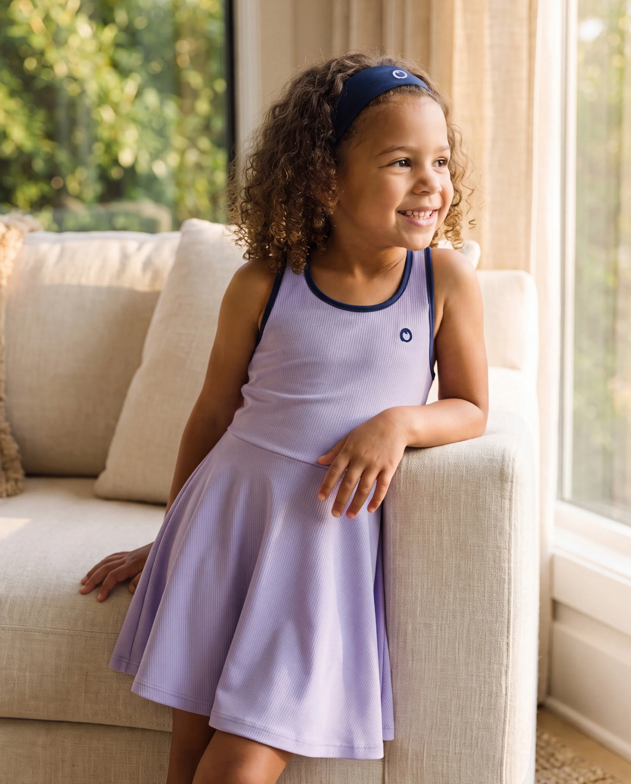 PatPat Rapidair activewear Kid Girl Tennis Dress with Headband & Shorts with Pockets Light Purple - Image 7