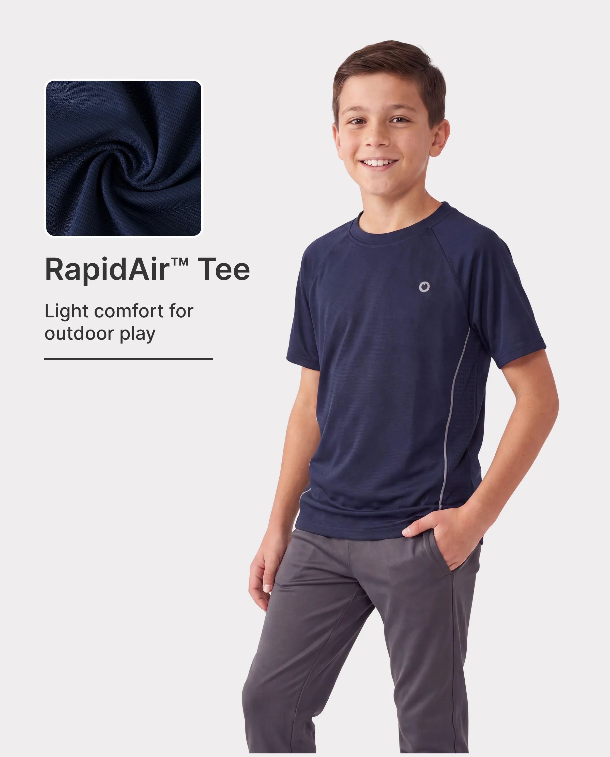 PatPat Rapidair activewear Kids Boy/Girl Athletic Quick-Dry & Instant-Cooling UPF 100+ Rash Guard T-Shirt Deep Blue - Image 3