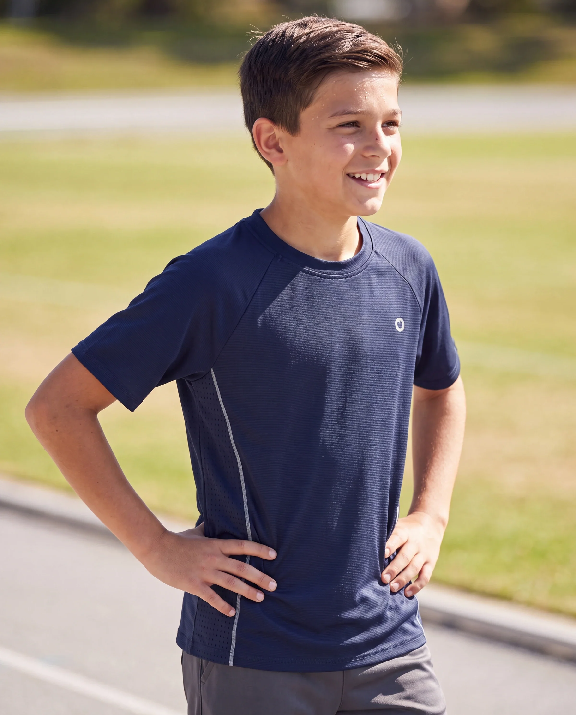 PatPat Rapidair activewear Kids Boy/Girl Athletic Quick-Dry & Instant-Cooling UPF 100+ Rash Guard T-Shirt Deep Blue - Image 7