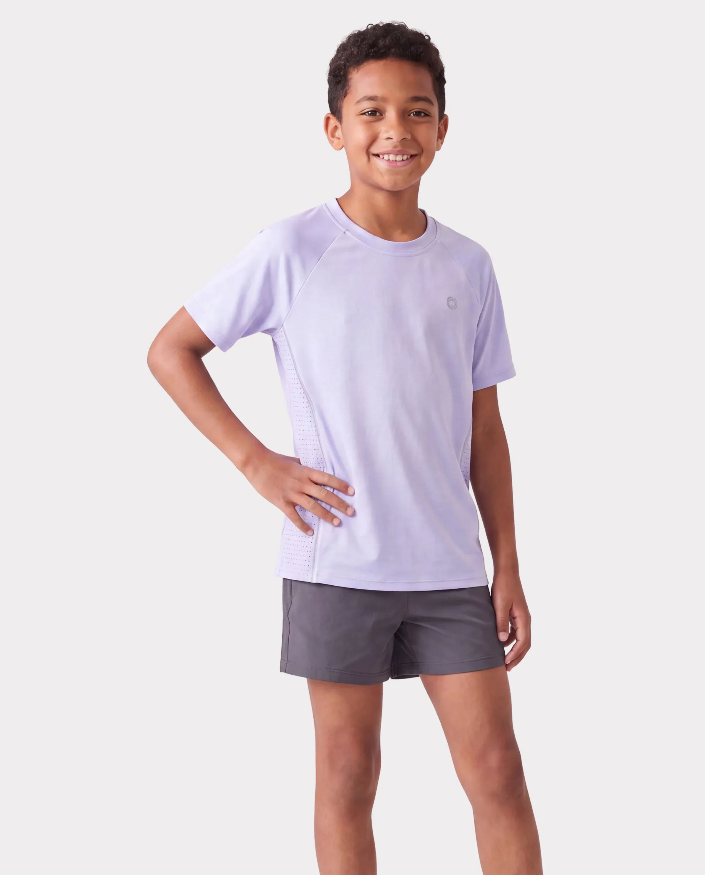 PatPat Rapidair activewear Kids Boy/Girl Athletic Quick-Dry & Instant-Cooling UPF 100+ Rash Guard T-Shirt Light Purple - Image 2