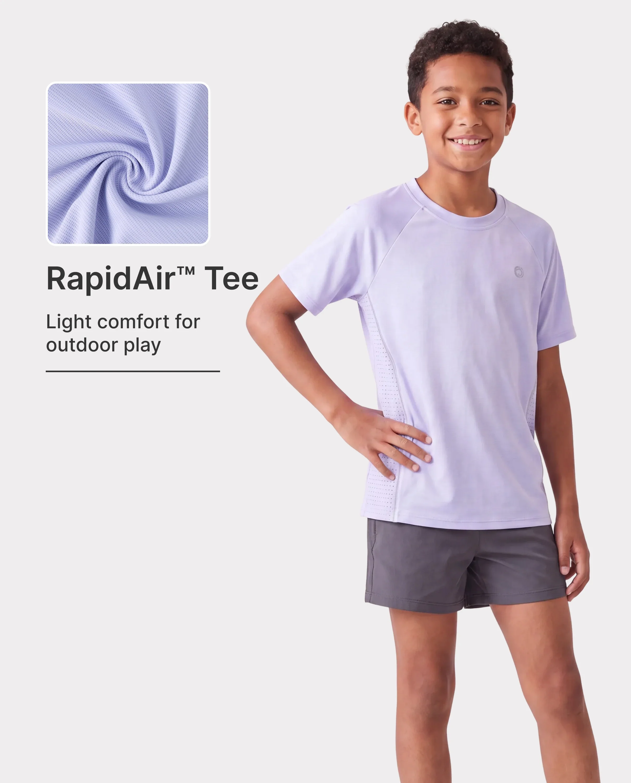 PatPat Rapidair activewear Kids Boy/Girl Athletic Quick-Dry & Instant-Cooling UPF 100+ Rash Guard T-Shirt Light Purple - Image 3