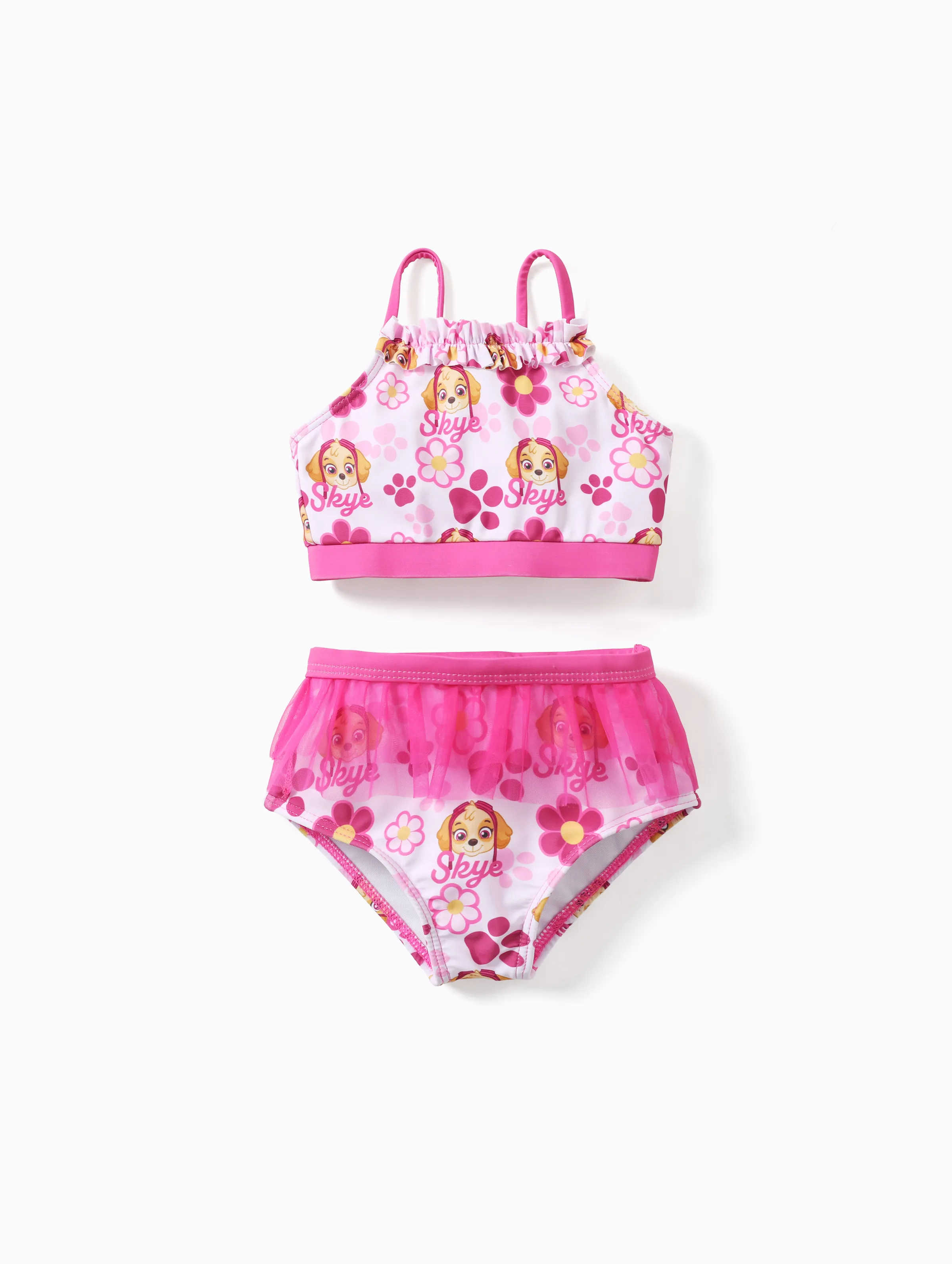 PAW Patrol 2pcs Skye Toddler Girl Ruffle edge Swimming suit (Not Included Cover-up) Rose pink