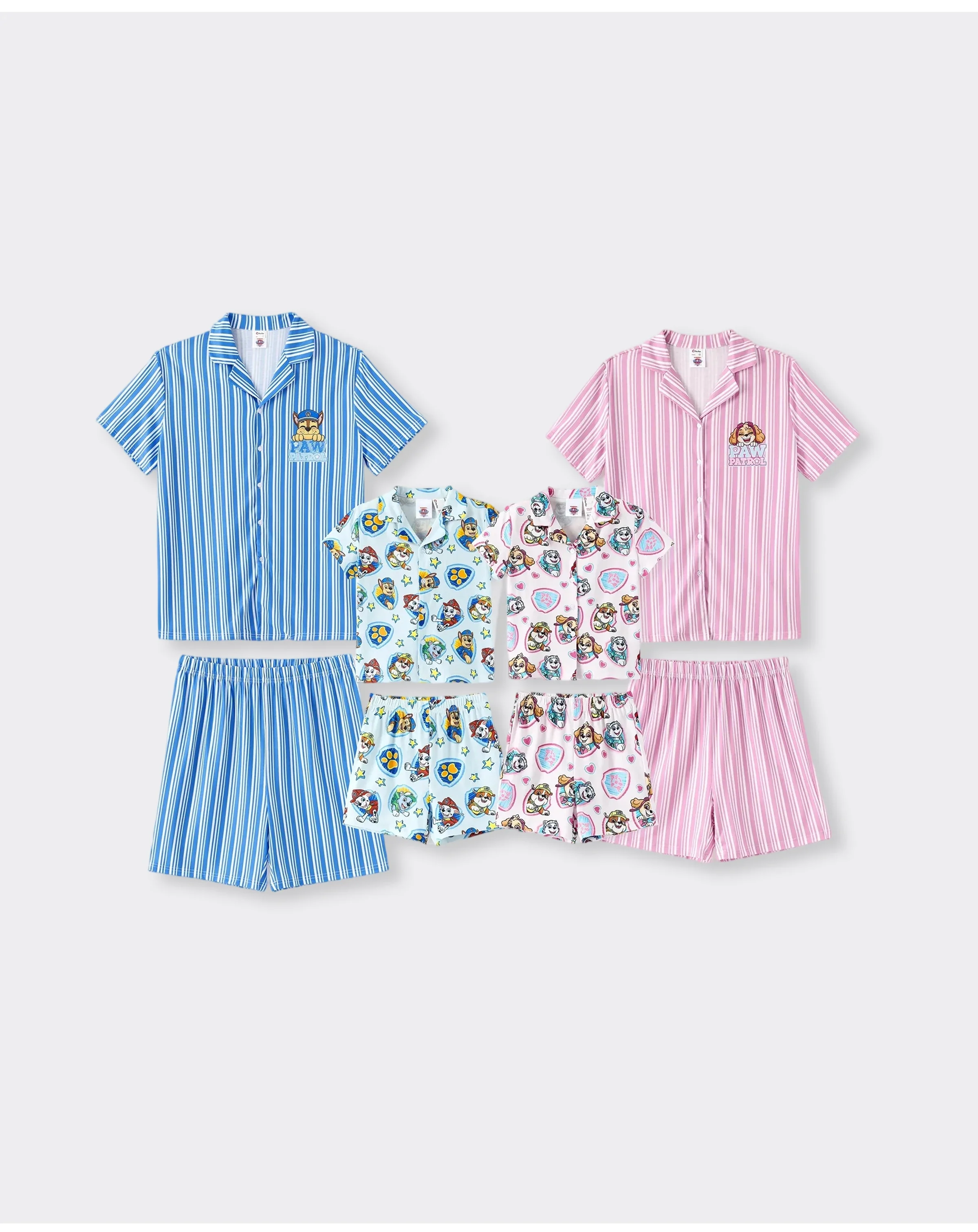 PAW Patrol Matching Family Casual Stripe Lapel Pajamas Sets with Flame Resistant Color block
