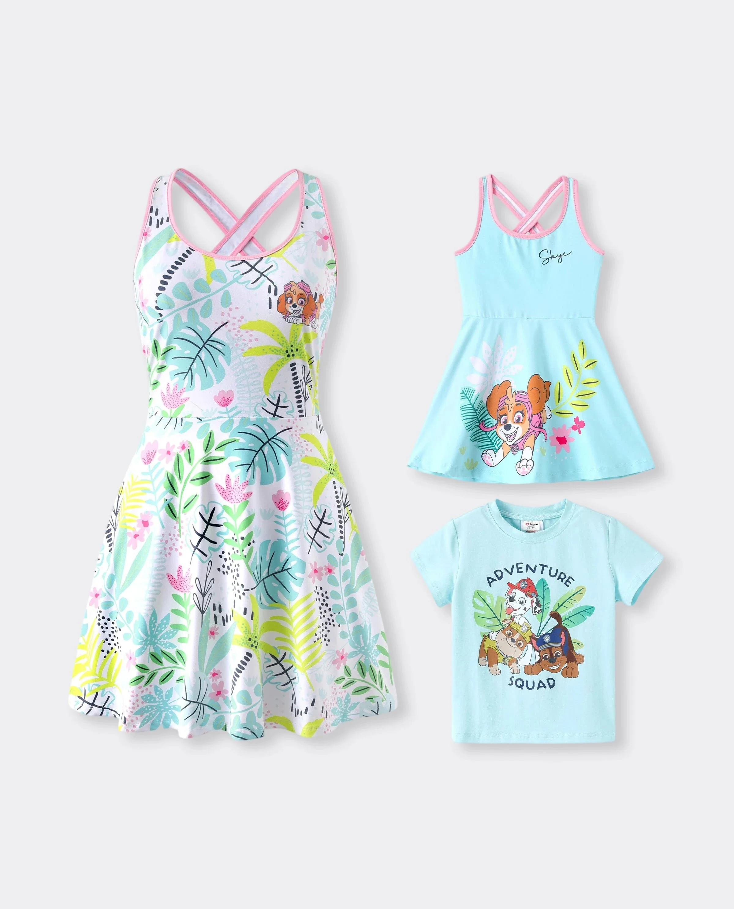 PAW Patrol Mommy & me Floral Dress with Built-in Shorts & Pockets/ Cotton Top Turquoise
