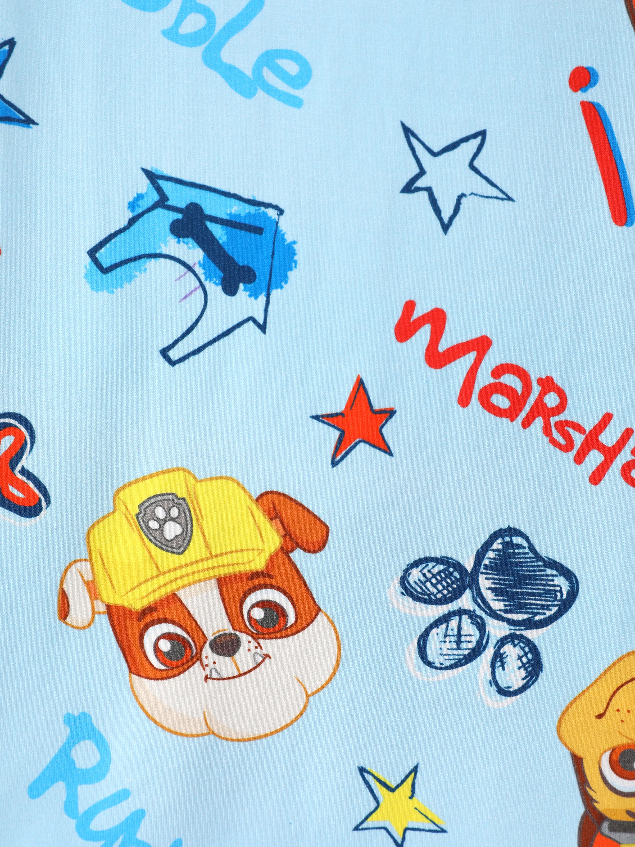 PAW Patrol Toddler Boy Rubble/Marshall 3-Piece Bamboo Pajama Set 2-in-1 Look for 4 Seasons (Snug-Fitting) Blue - Image 2