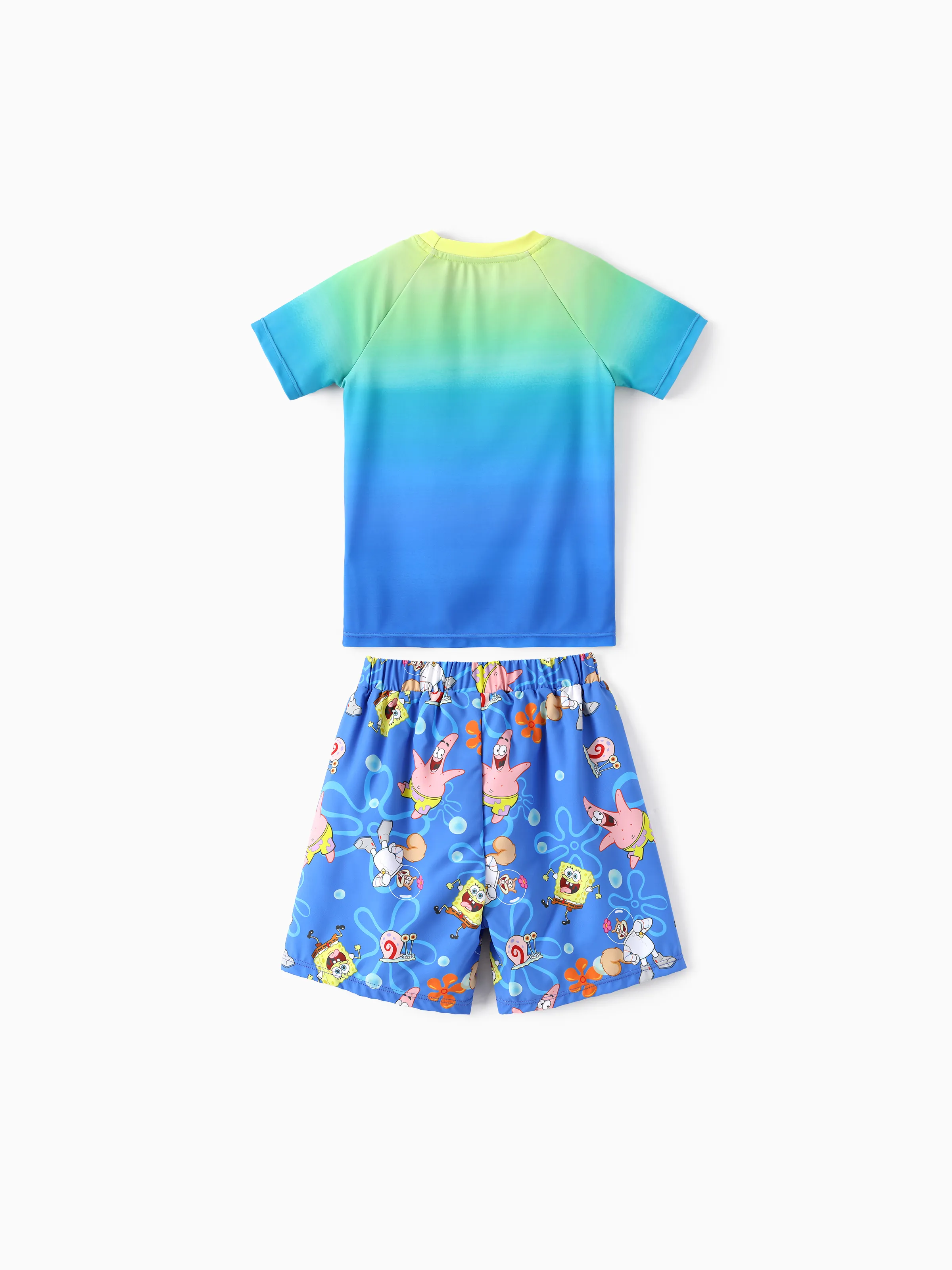 SpongeBob SquarePants Toddler/Kid Boy 2pcs UPF50+ Sea Life Print Tops and Trunks Swimsuit Blue - Image 3